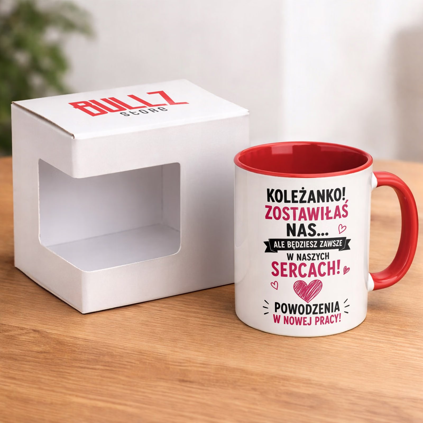 Kubek Czerwony z nadrukiem Pożegnanie Odejście z Pracy Dla Koleżanki