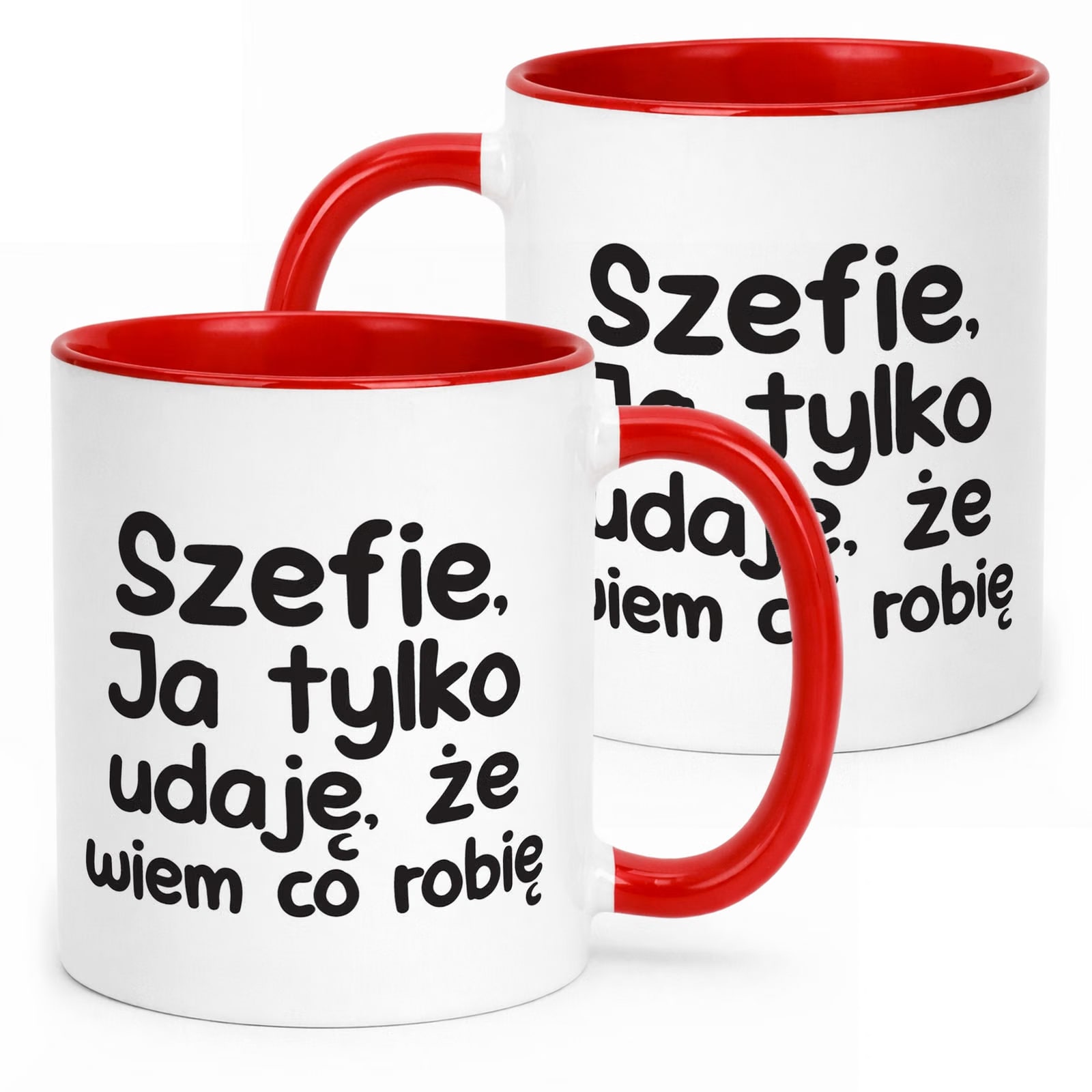 Kubek Czerwony Szefie Ja Tylko Udaję Że Wiem Śmieszny Zabawny Prezent