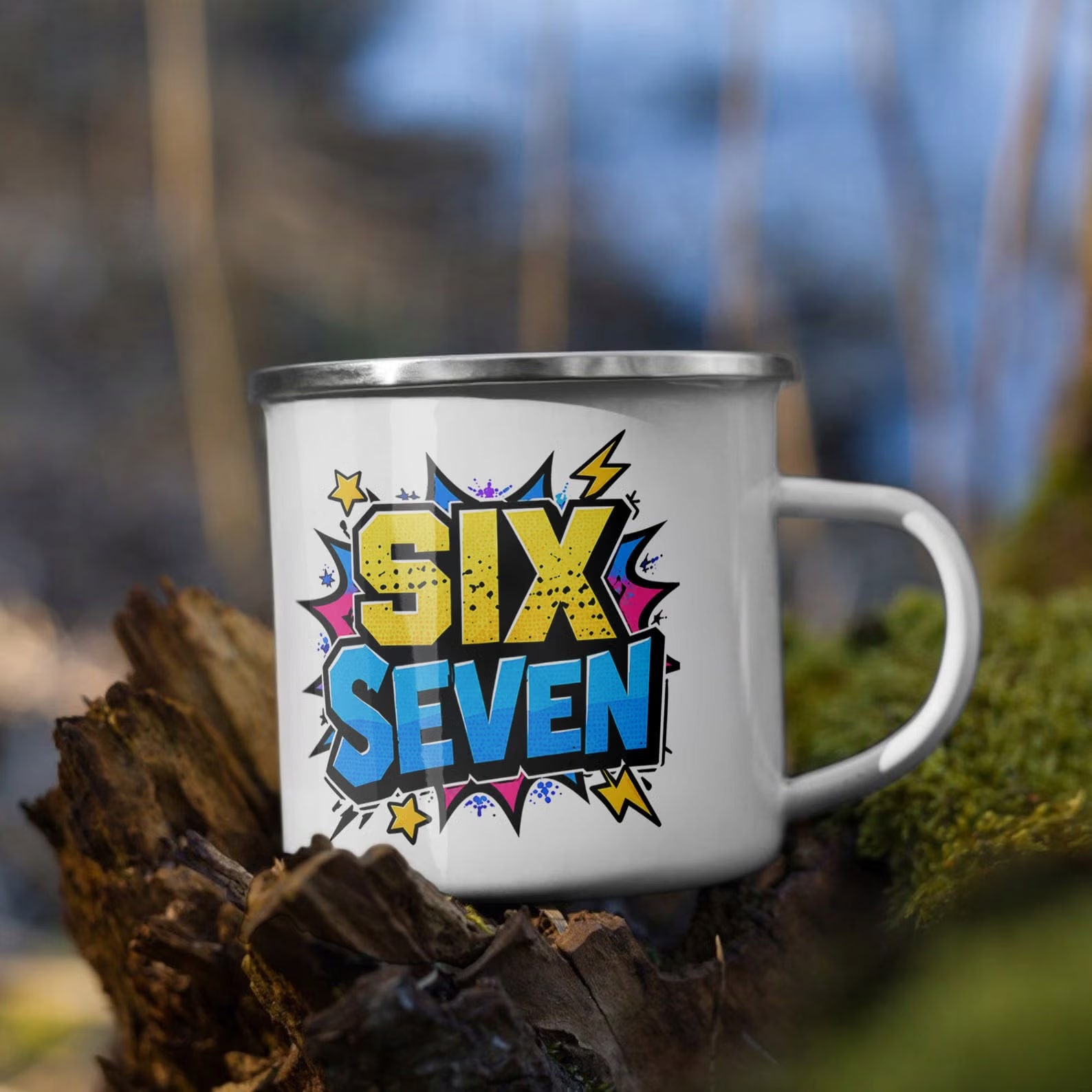 Zestaw Kubek Emaliowany Poduszka Z Nadrukiem SIX SEVEN Prezent