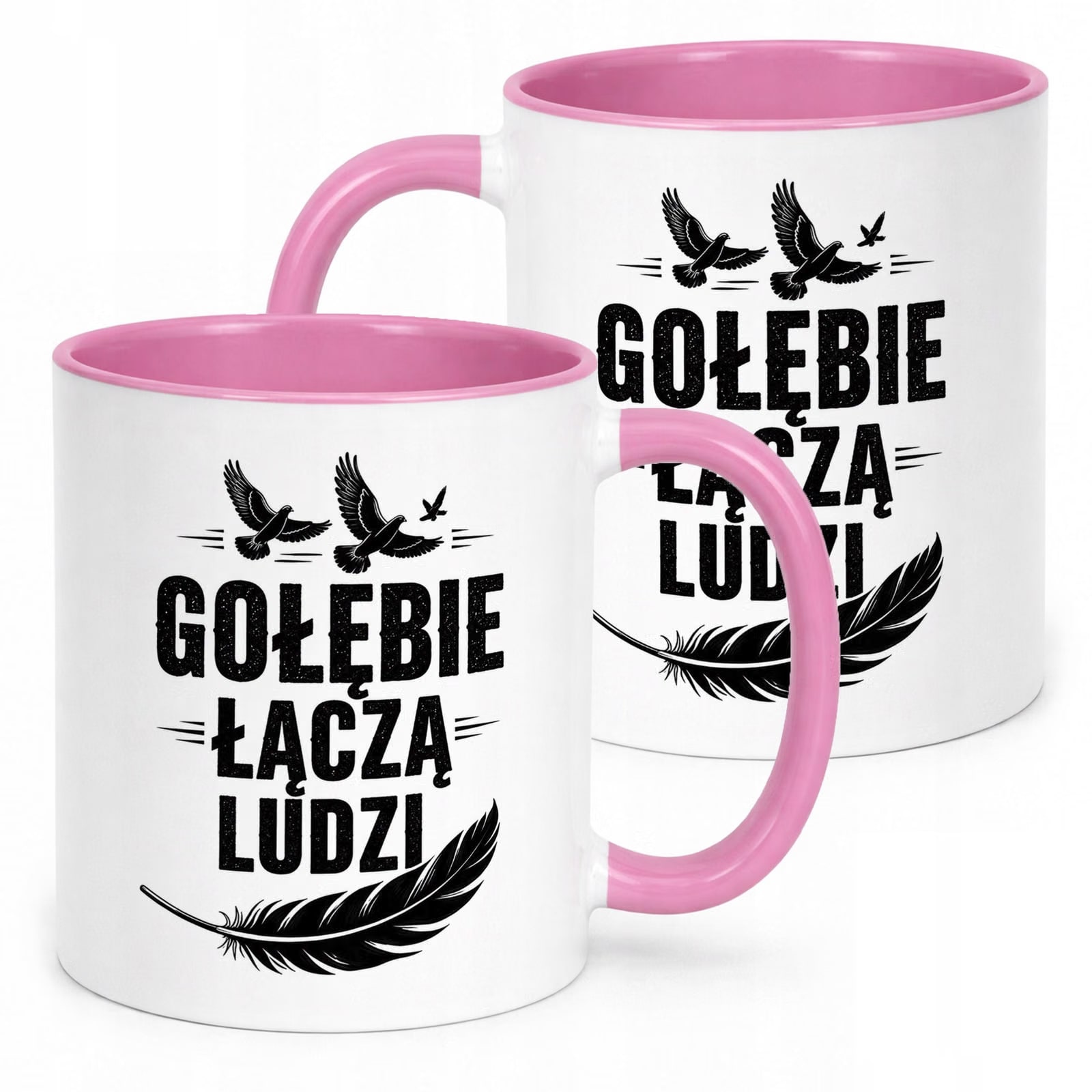 Różowy Kubek z nadrukiem Dla Gołębiarza Hodowcy Gołębi Upominek Prezent