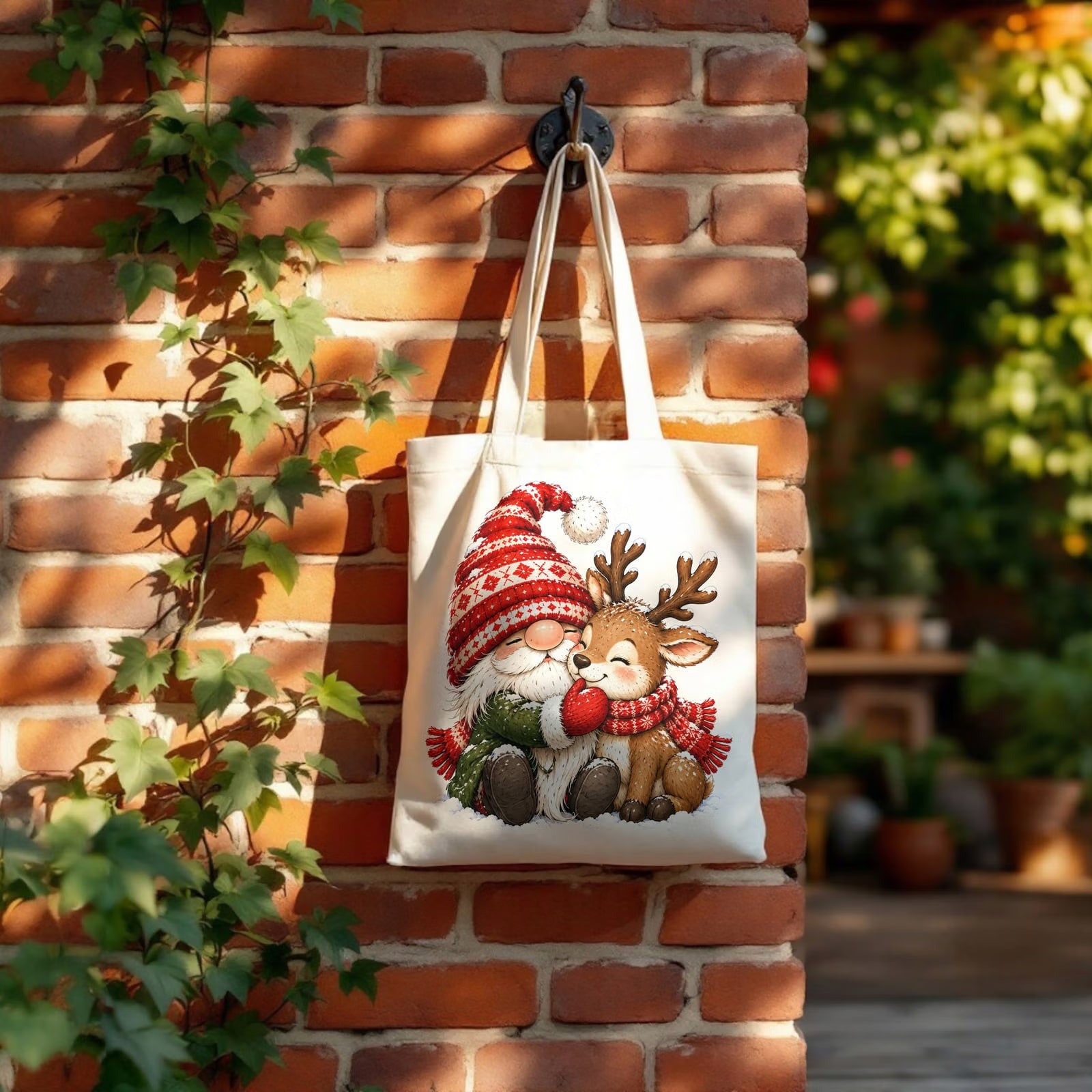 Torba shopper bawełniana świąteczna na zakupy z nadrukiem prezent