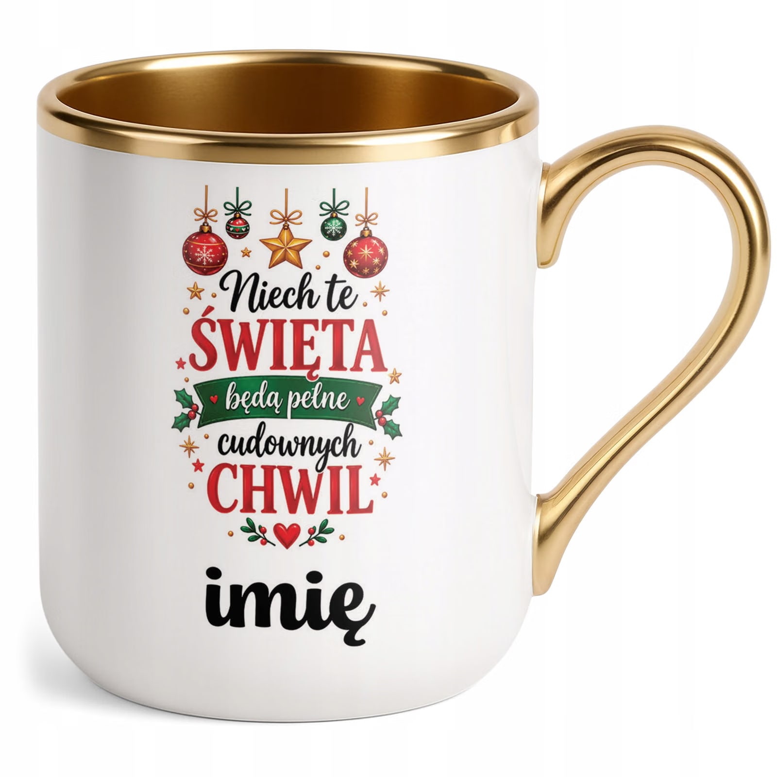 Kubek Personalizowany Premium Złoty Boże Narodzenie Święta Prezent