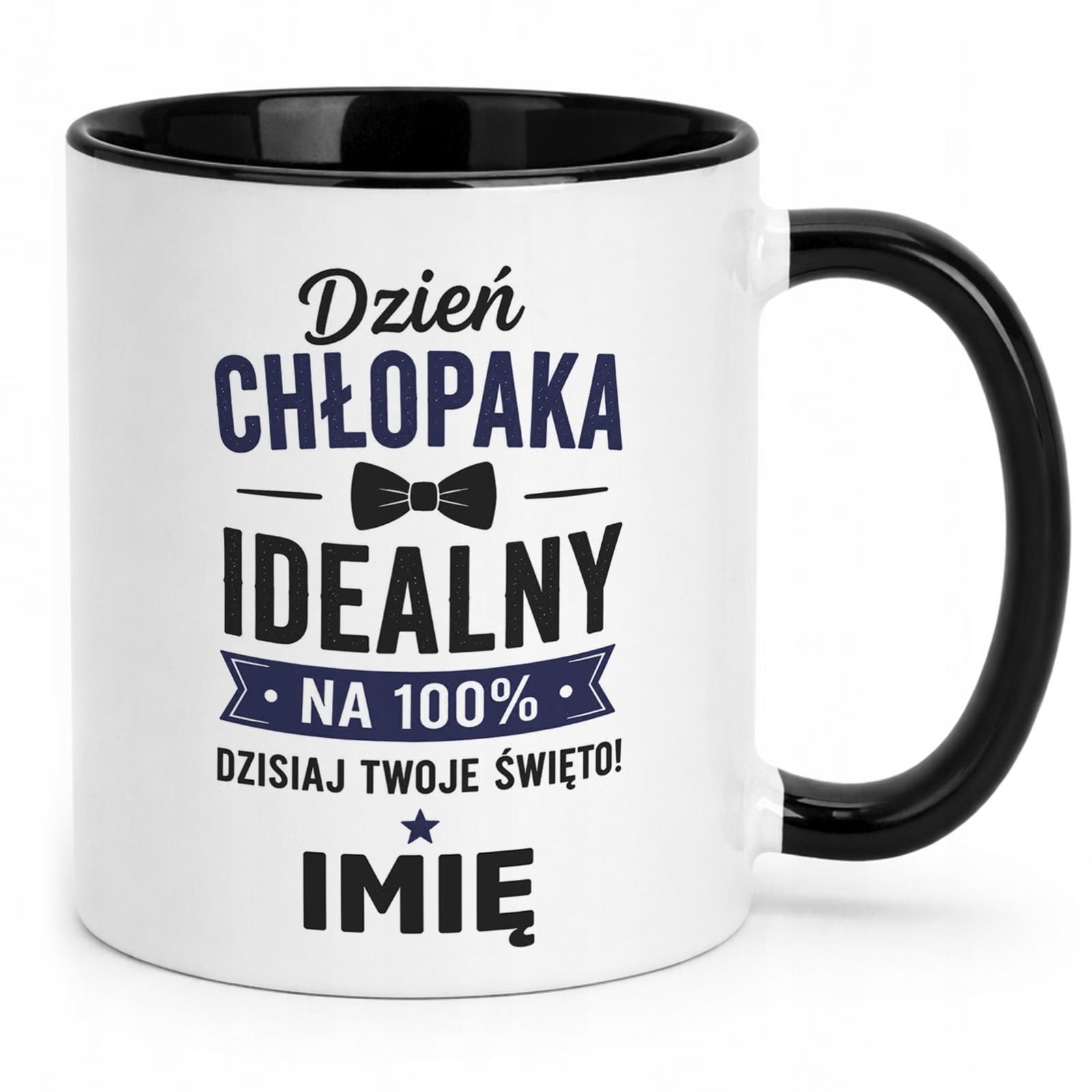 Czarny Kubek personalizowany z nadrukiem Dzień Chłopaka Mężczyzny Prezent