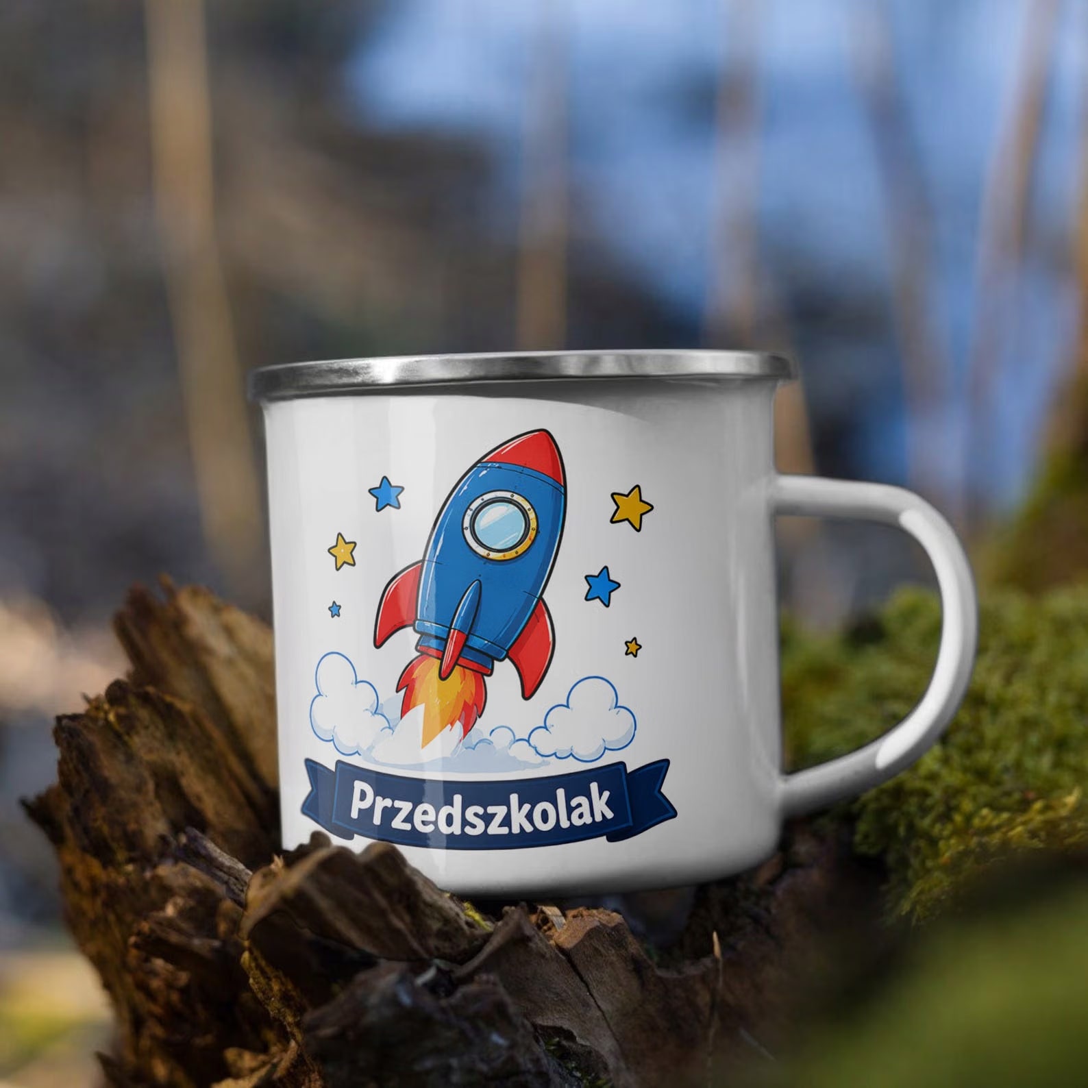 Zestaw Kubek Emaliowany Poduszka Z Nadrukiem Przedszkolak Szkoła Prezent