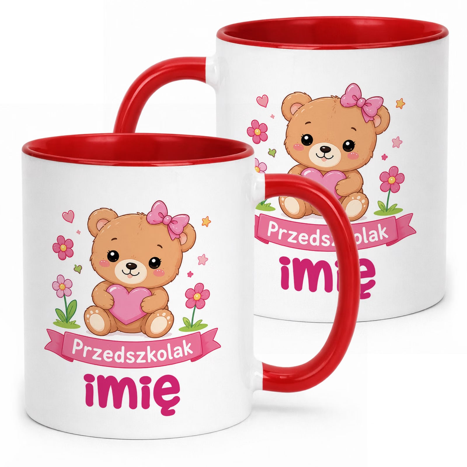 Kubek Czerwony z nadrukiem personalizowany Przedszkolak Szkoła Dla Dzieci