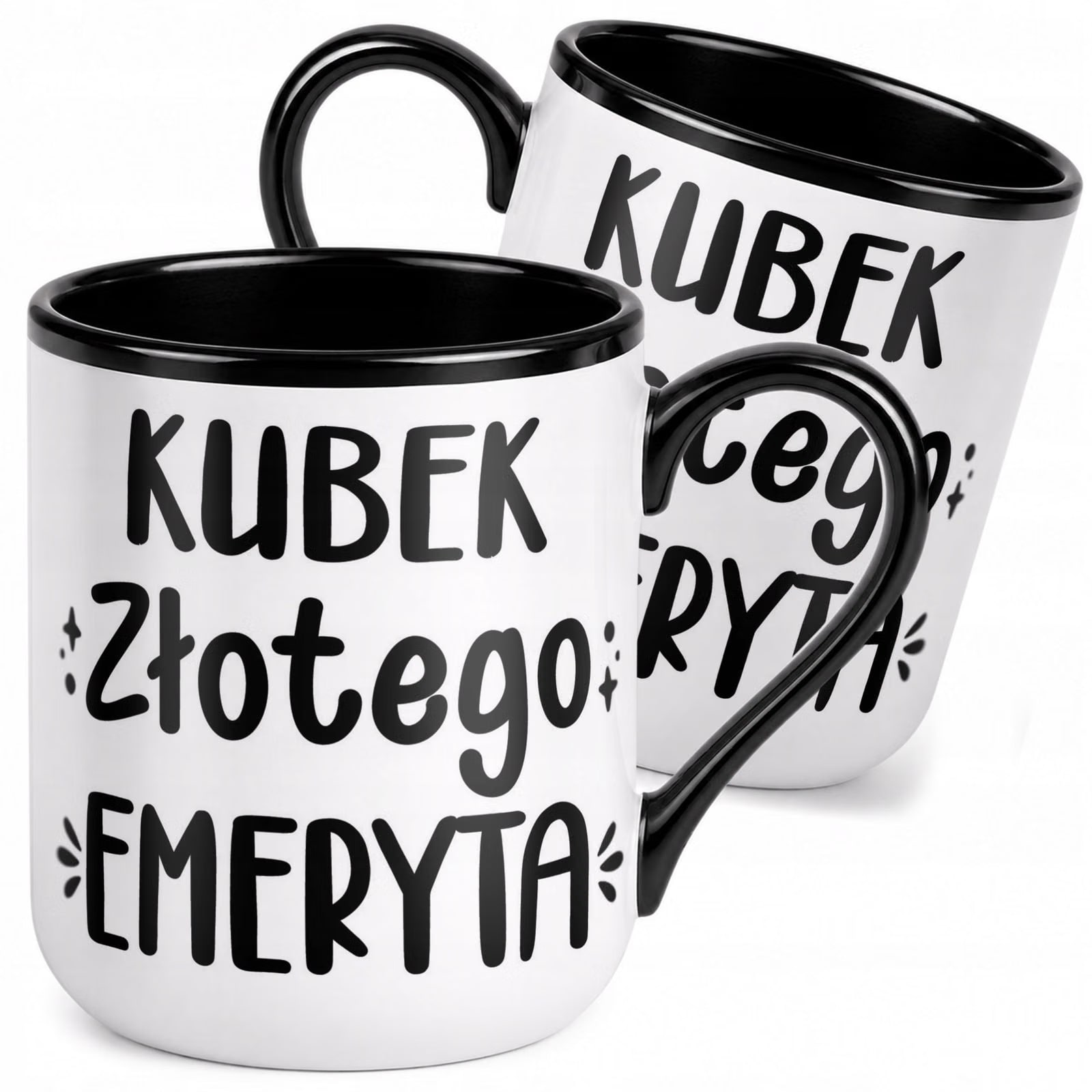 Kubek z nadrukiem Premium Czarny Emerytura Dla Emeryta Upominek Prezent