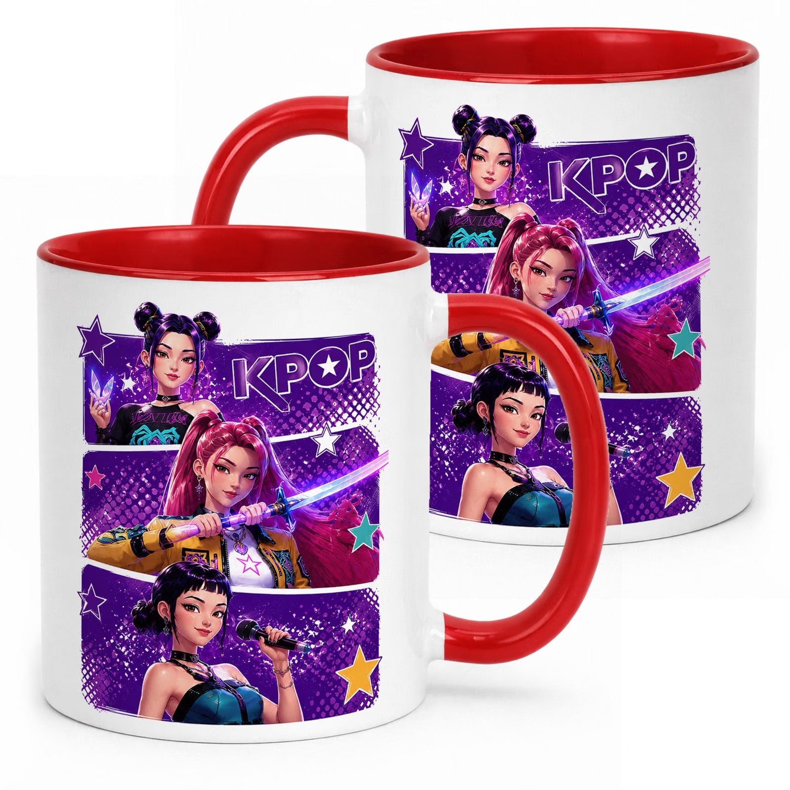 Kubek Czerwony z nadrukiem ŁOWCZYNIE KPOP Dla Dzieci Prezent Upominek