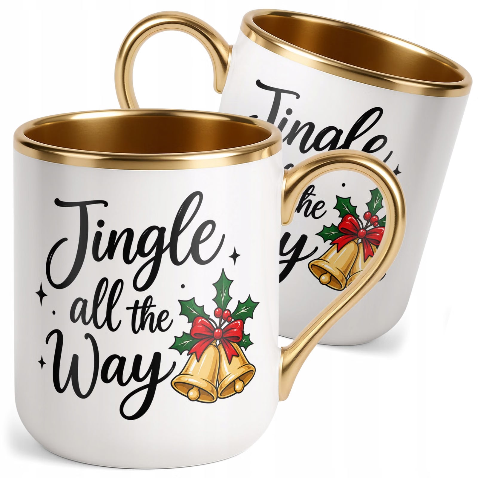 Kubek Premium Złoty Boże Narodzenie Święta Jingle All The Way Prezent