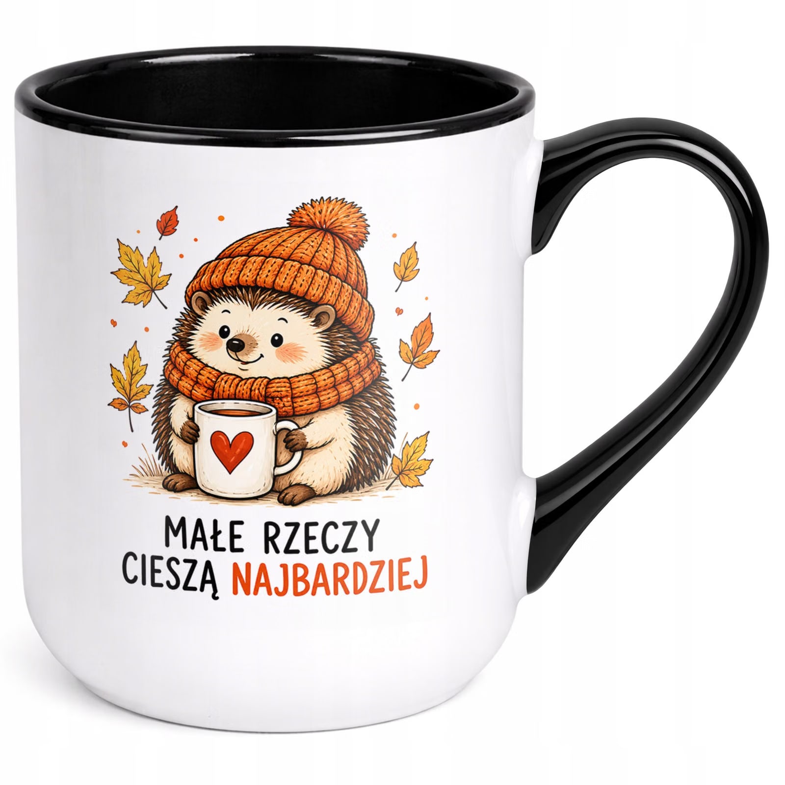Kubek z nadrukiem Premium Czarny Jesienny Jesień Upominek Prezent
