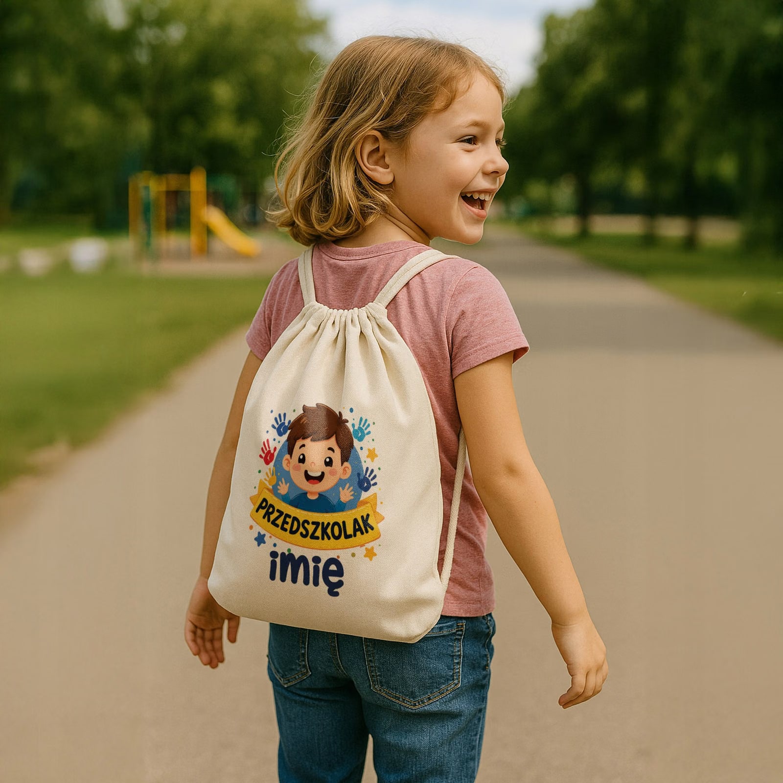 Zestaw Personalizowany Plecak Worek Kubek Przedszkolak Prezent