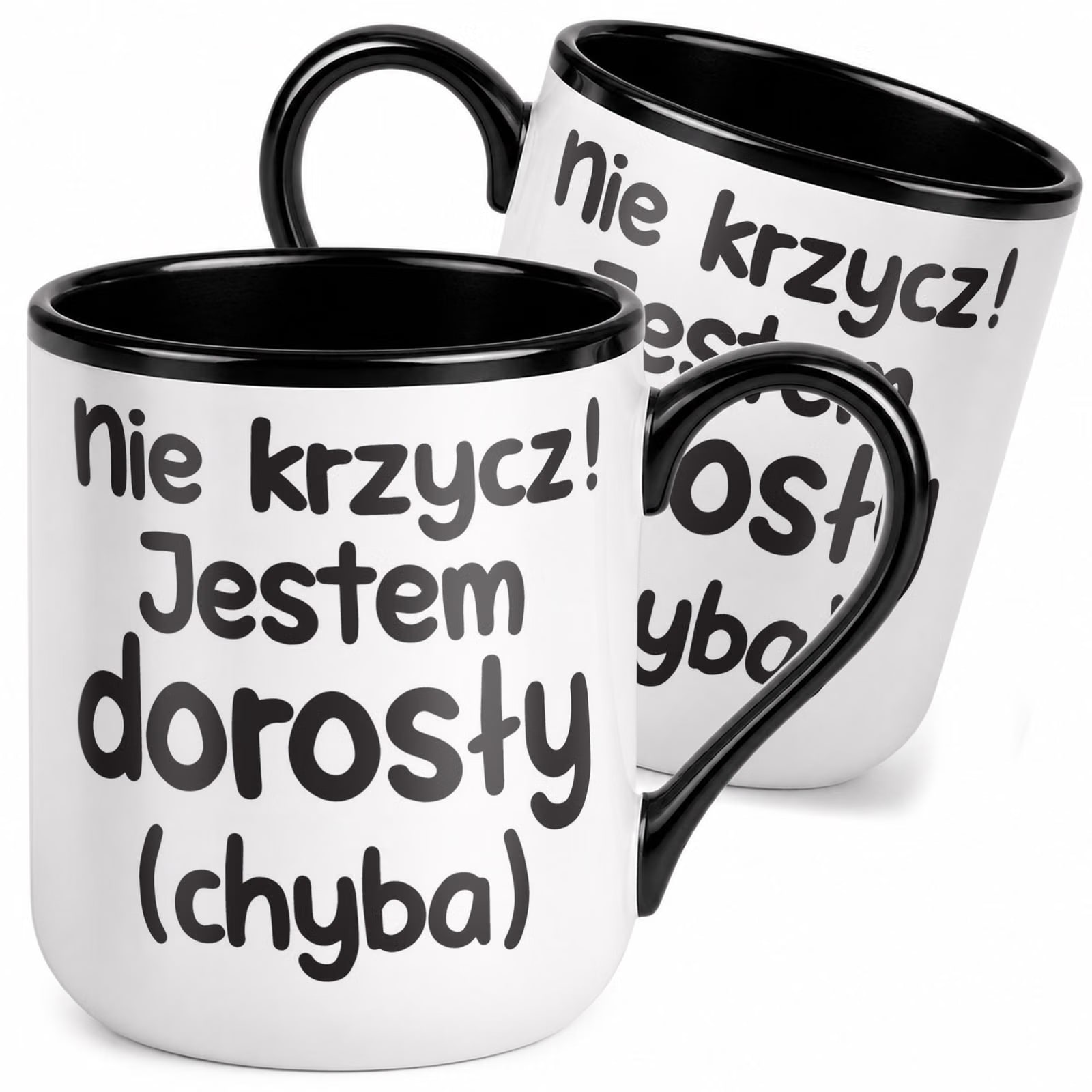 Kubek z nadrukiem Premium Czarny Jestem Dorosły Upominek Prezent