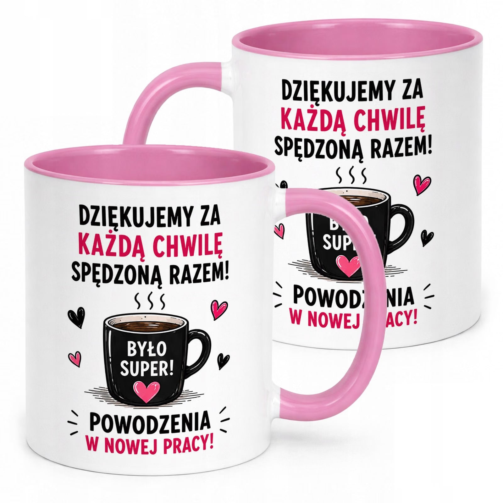 Kubek Różowy z nadrukiem Pożegnanie Odejście z Pracy Dla Koleżanki