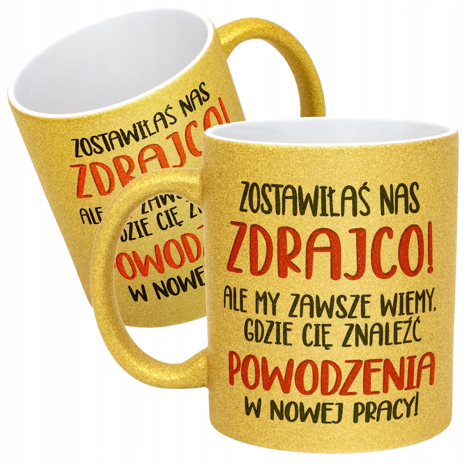 Złoty kubek brokatowy Na Pożegnanie Odejście z Pracy Dla Koleżanki Prezent