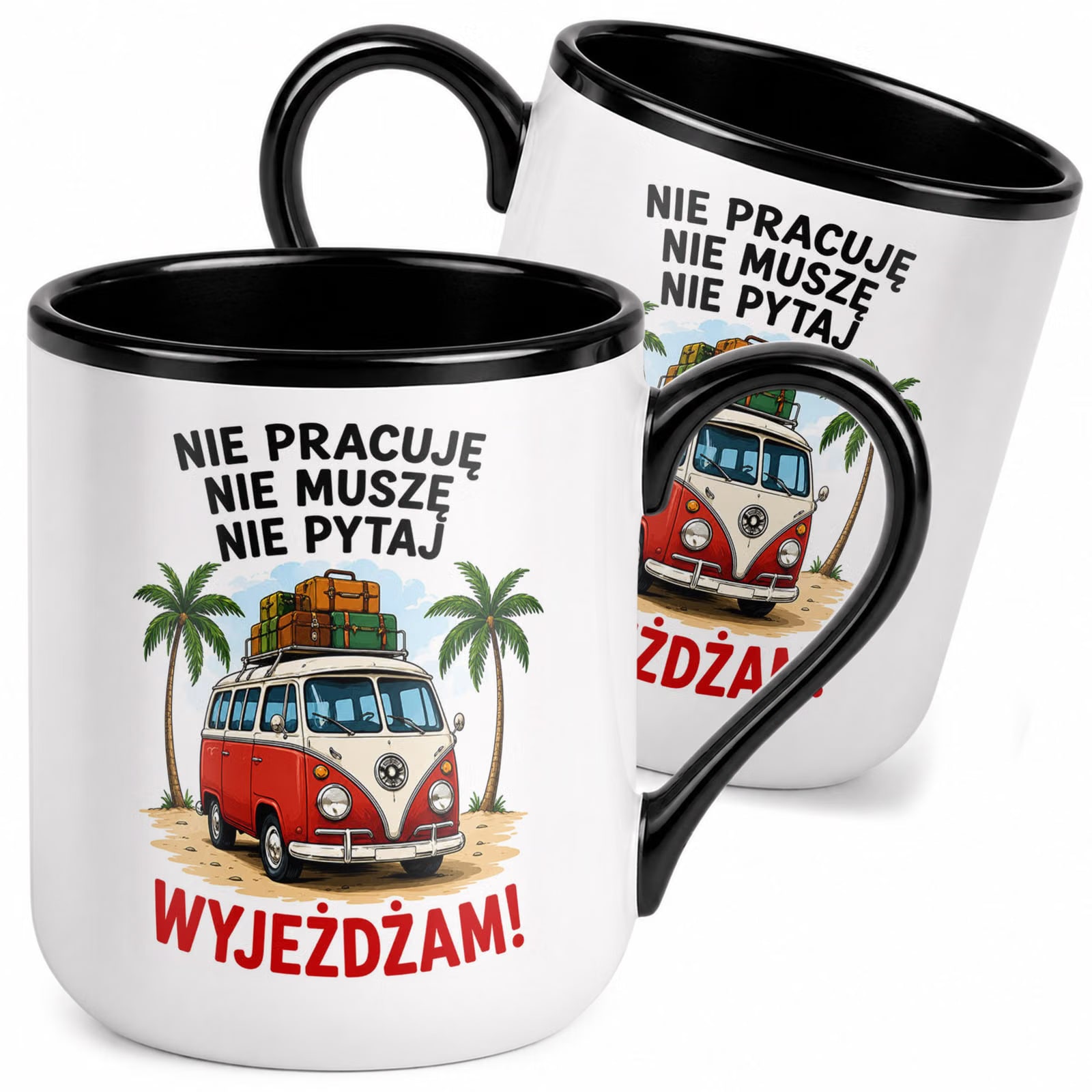 Kubek z nadrukiem Premium Czarny Emerytura Dla Emeryta Upominek Prezent