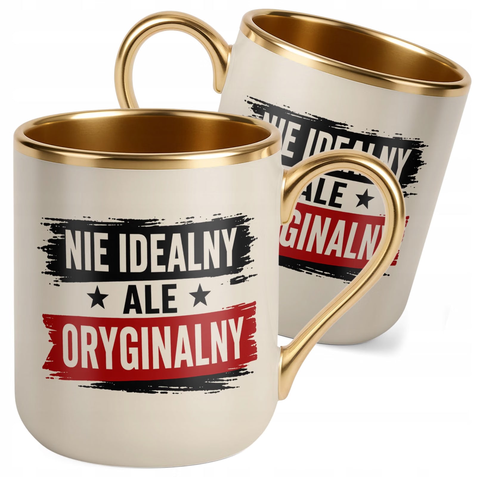 Kubek z nadrukiem Premium Złoty Ecru Dzień Chłopaka Mężczyzny Prezent