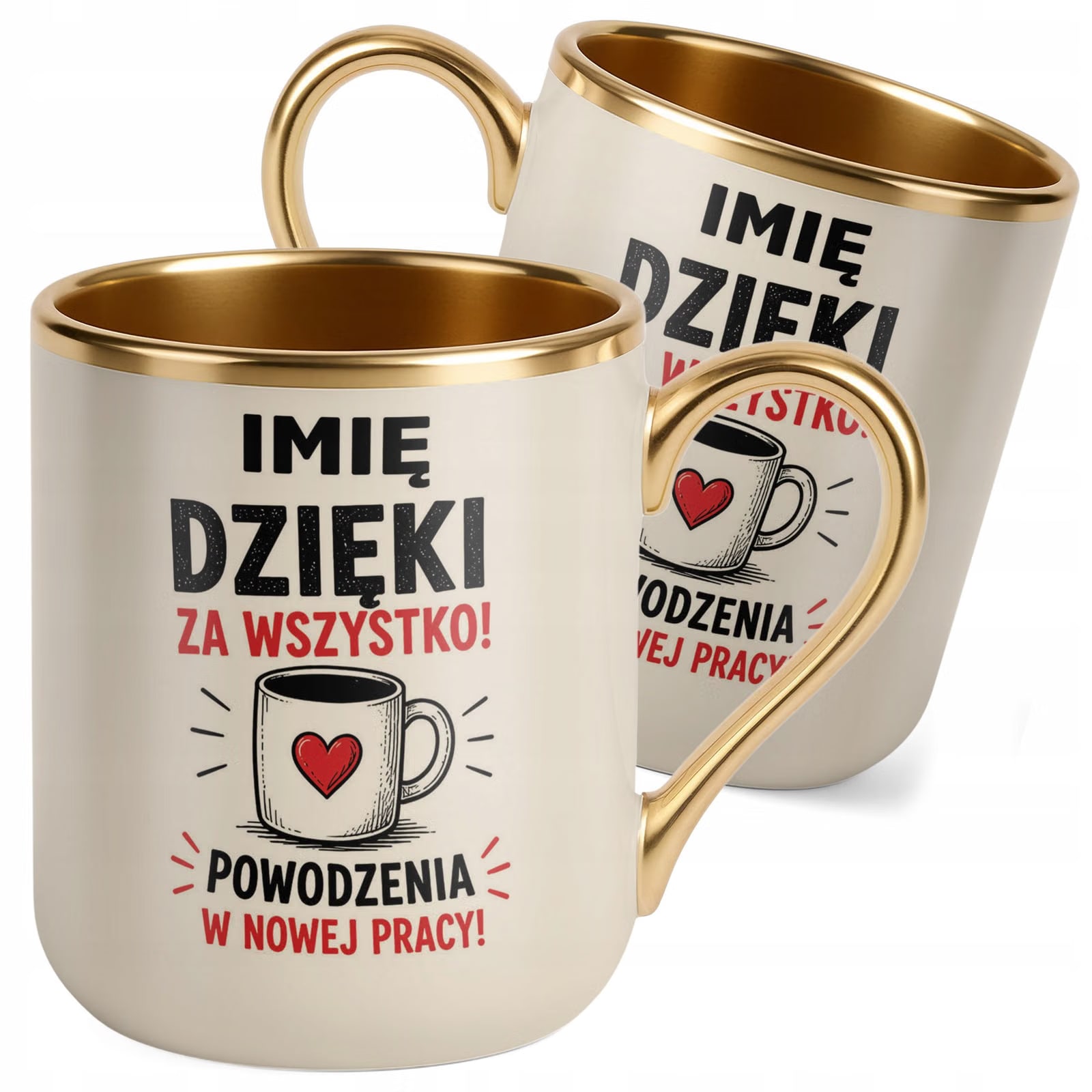 Kubek Personalizowany z nadrukiem Premium Złoty Ecru Odejście z Pracy