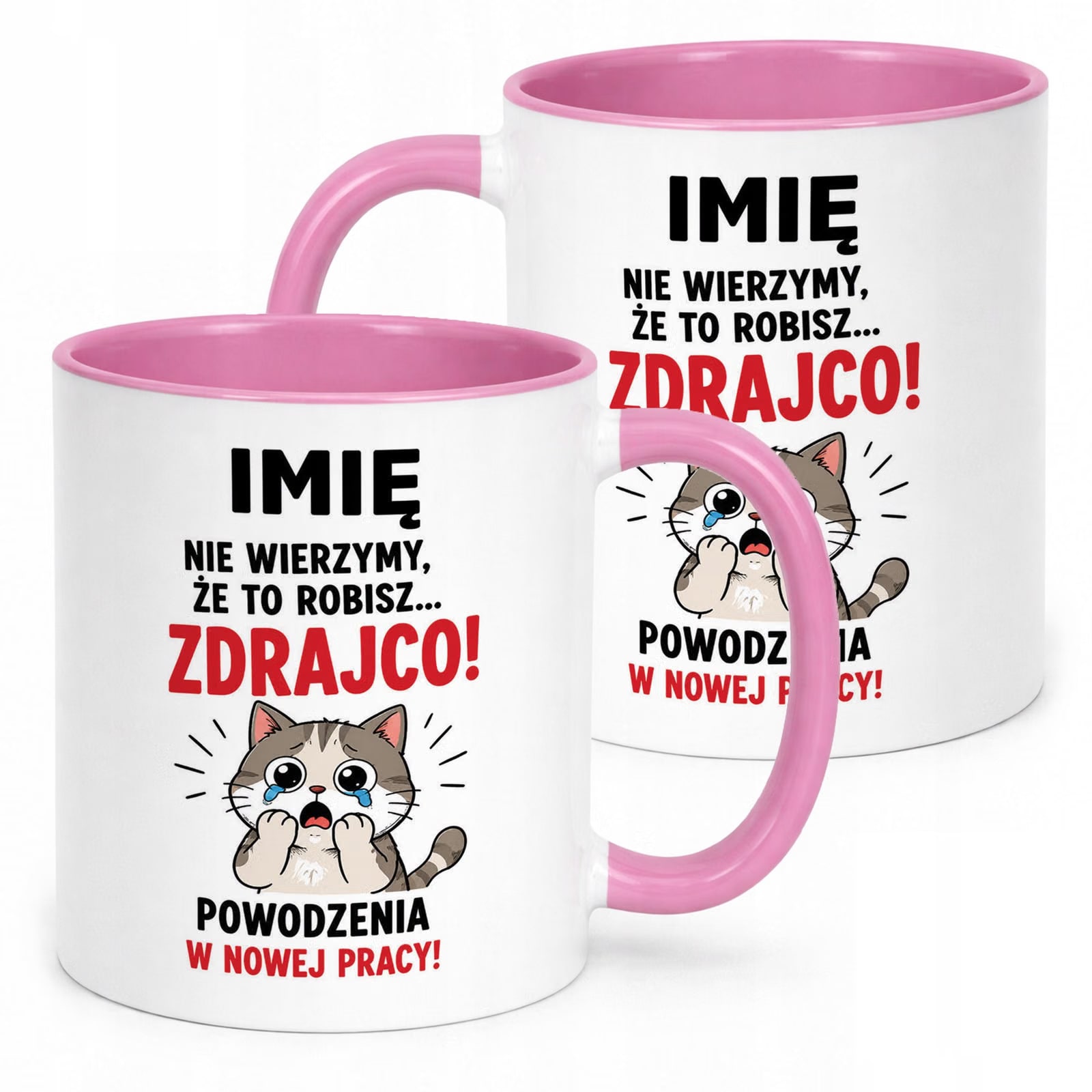 Kubek Różowy Personalizowany z Nadrukiem Pożegnanie Odejście z Pracy