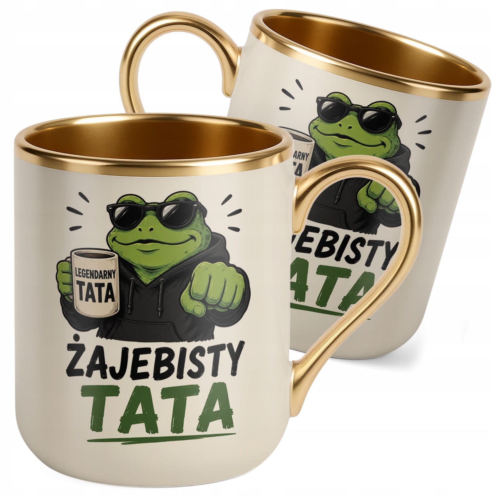 Kubek Premium Złoty Ecru pomysł na prezent dla taty na Dzień Ojca