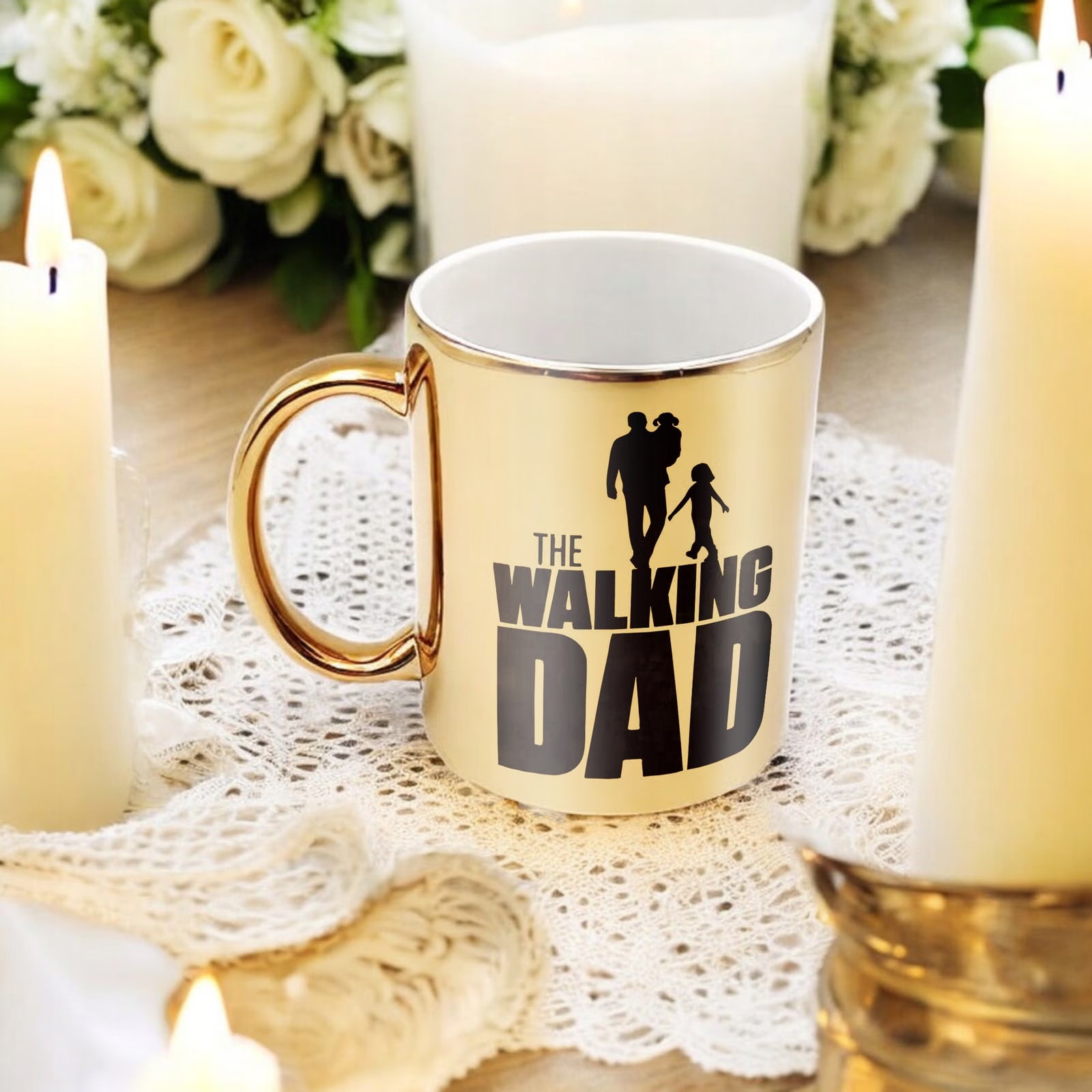 Złoty Kubek Dzień Ojca Dla Taty The Walking Dad Prezent