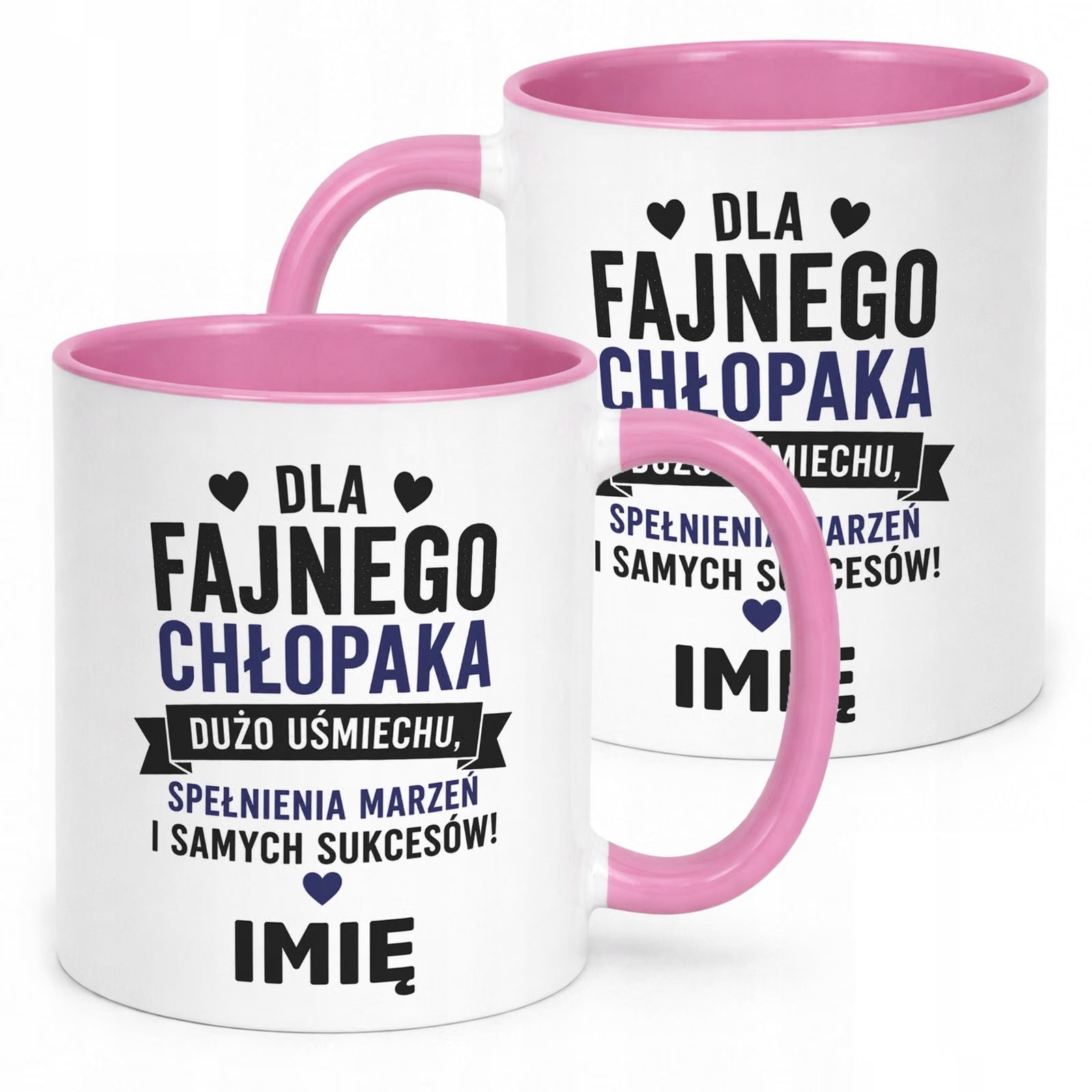 Różowy Kubek personalizowany z nadrukiem Dzień Chłopaka Mężczyzny Prezent