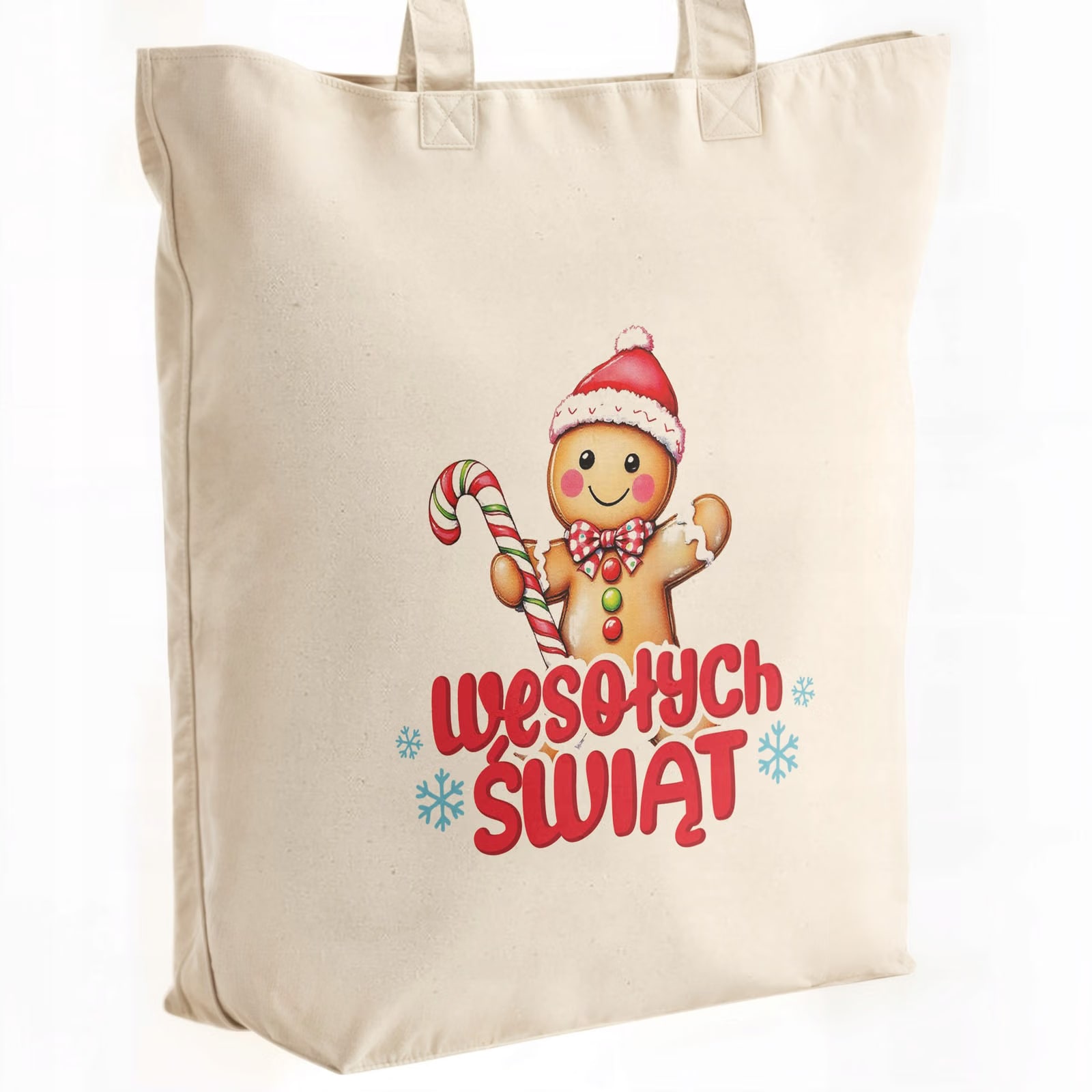 Torba shopper bawełniana premium świąteczna mikołajki z nadrukiem