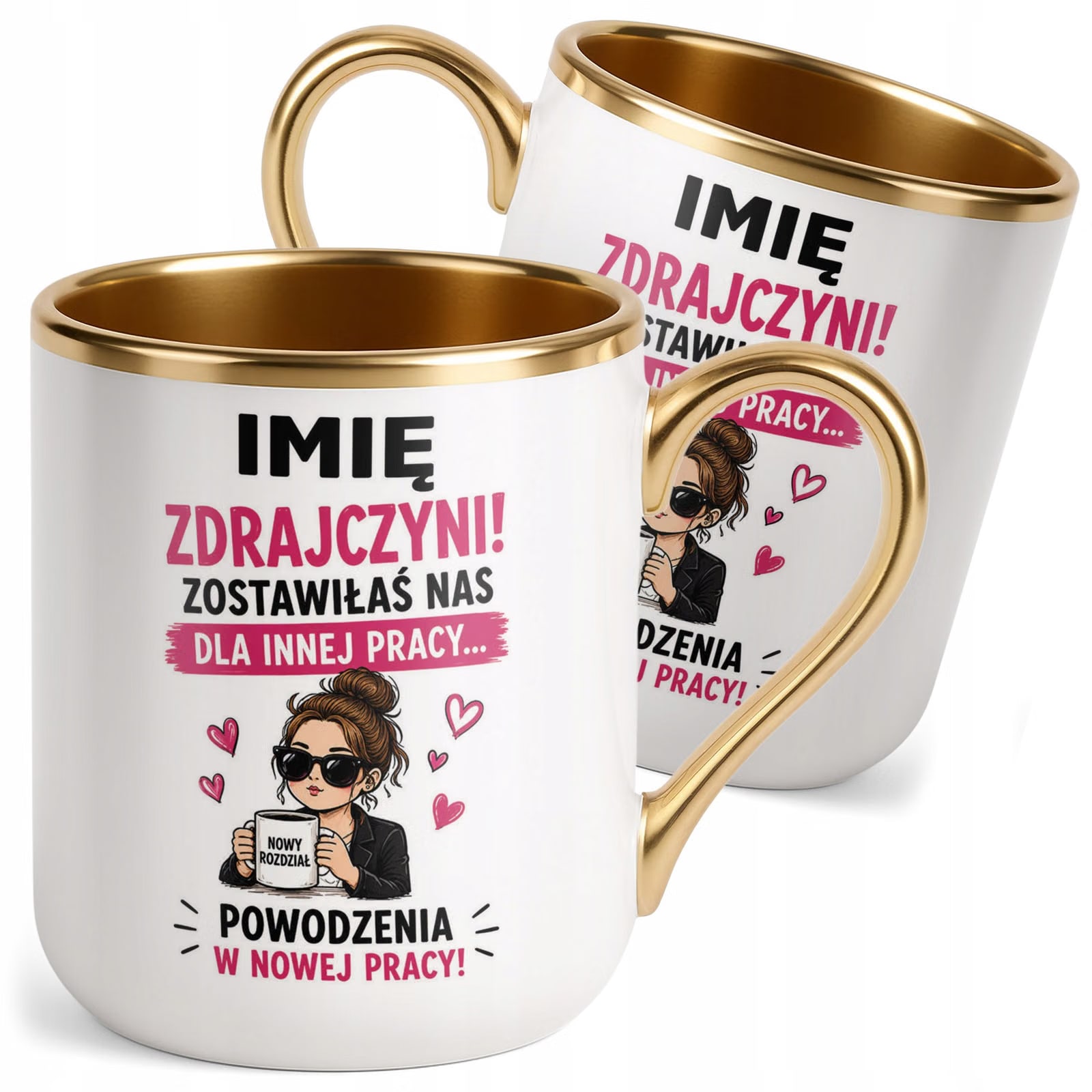 Kubek Personalizowany z nadrukiem Premium Złoty Odejście z Pracy