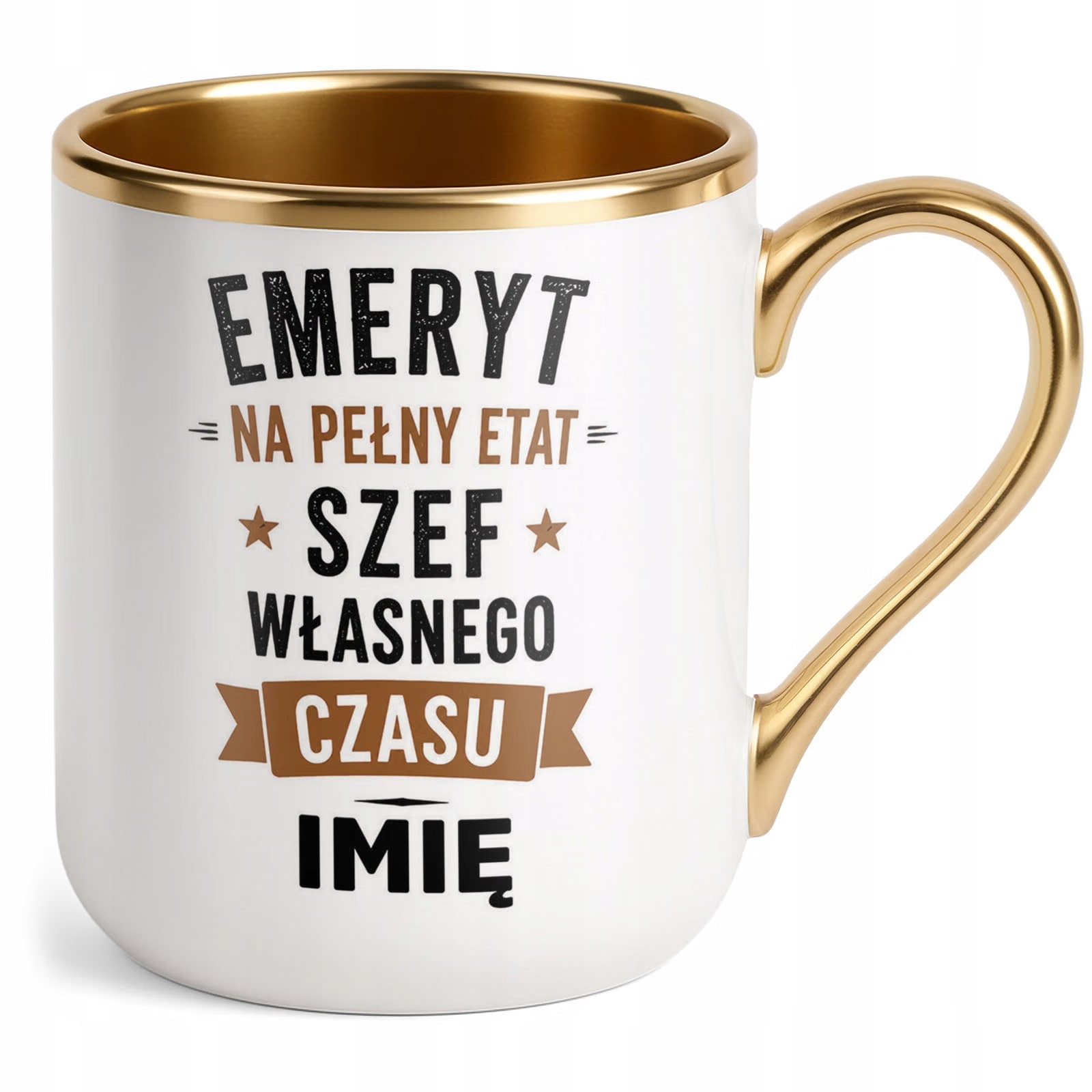 Kubek Personalizowany z nadrukiem Premium Złoty Emerytura Prezent