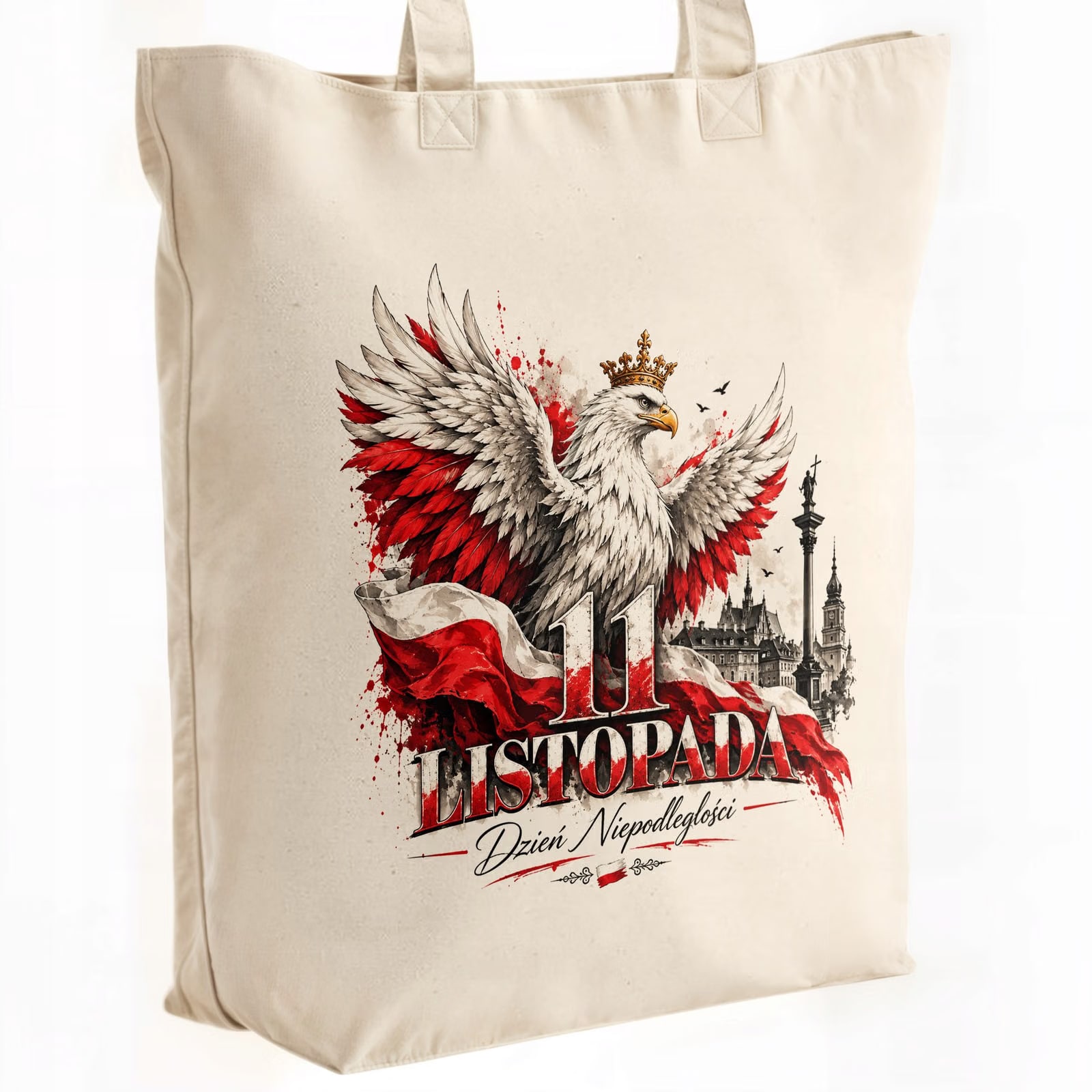 Torba shopper ecru premium patriotyczna święto niepodległości z nadrukiem