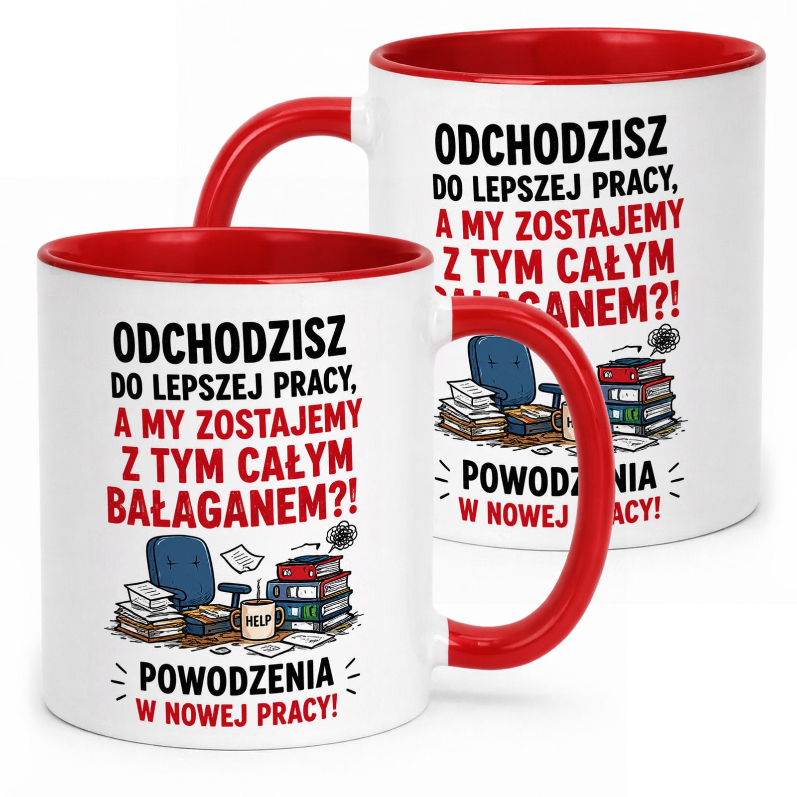 Kubek Czerwony z nadrukiem Pożegnanie Odejście z Pracy Upominek Prezent