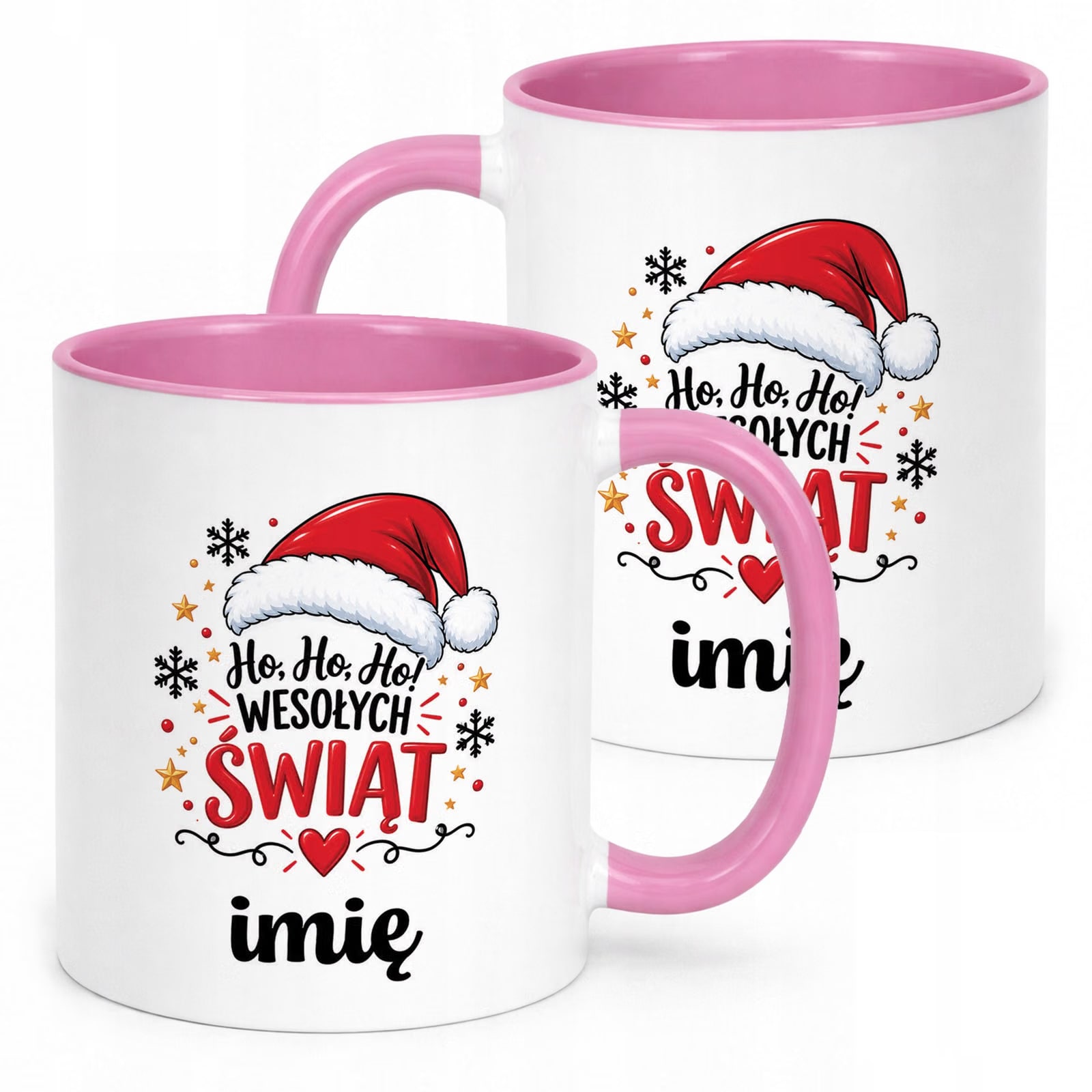 Kubek Różowy Personalizowany z Nadrukiem Boże Narodzenie Święta Prezent
