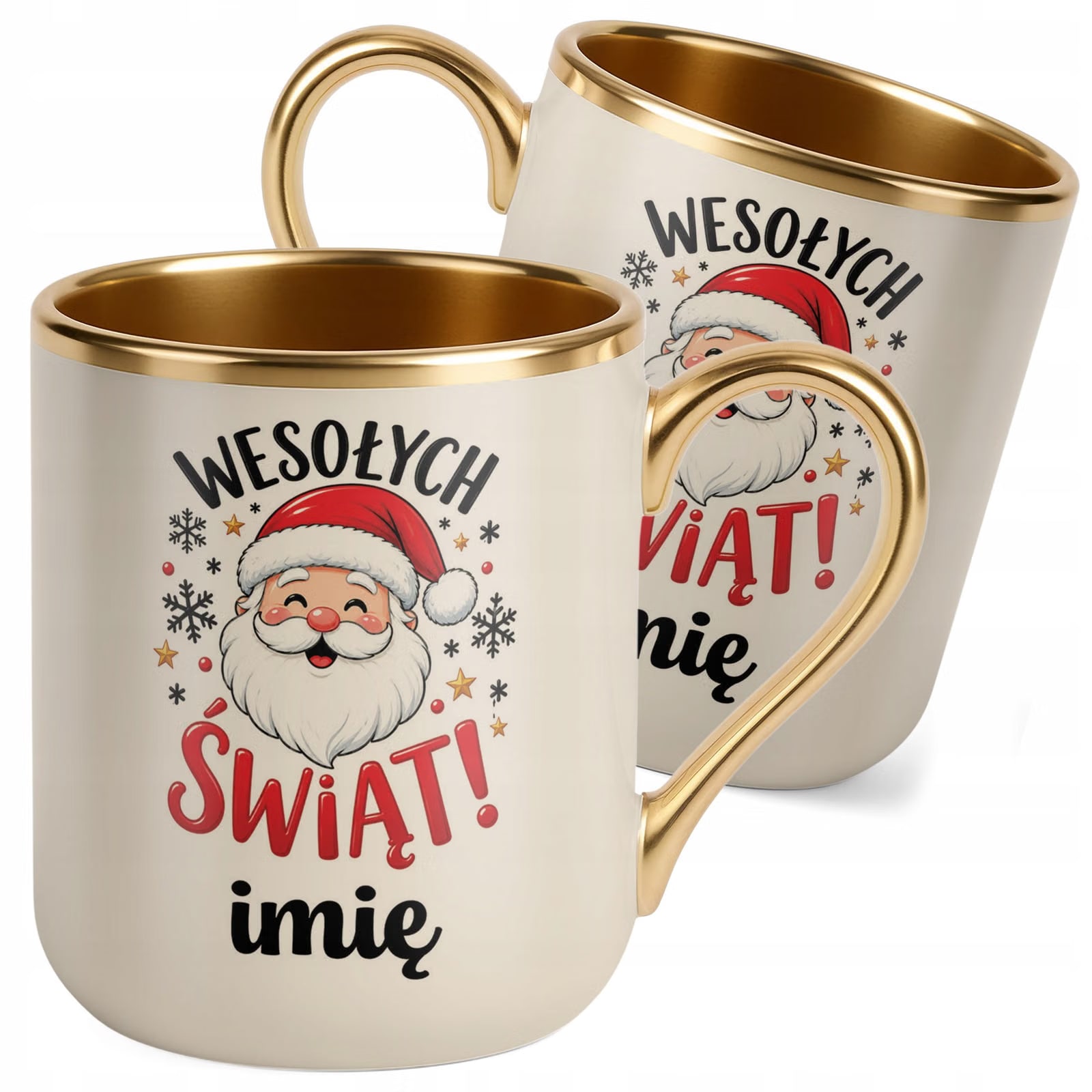 Kubek Personalizowany Premium Złoty Ecru Boże Narodzenie Święta Prezent
