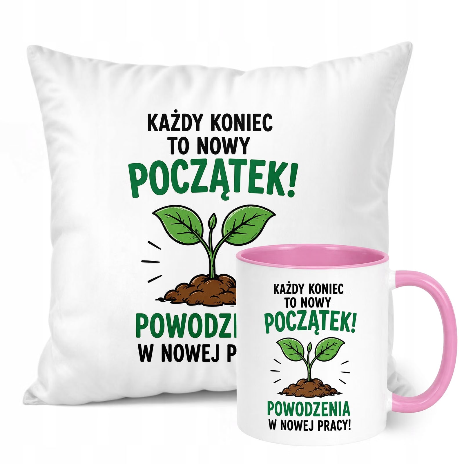 Zestaw Kubek Różowy Poduszka Z Nadrukiem Odejście z Pracy Prezent
