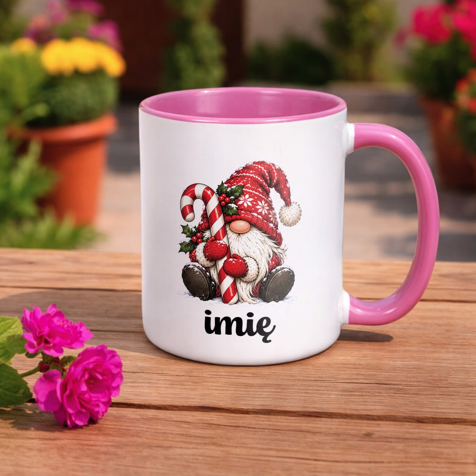 Kubek Różowy Personalizowany z Nadrukiem Boże Narodzenie Święta Prezent