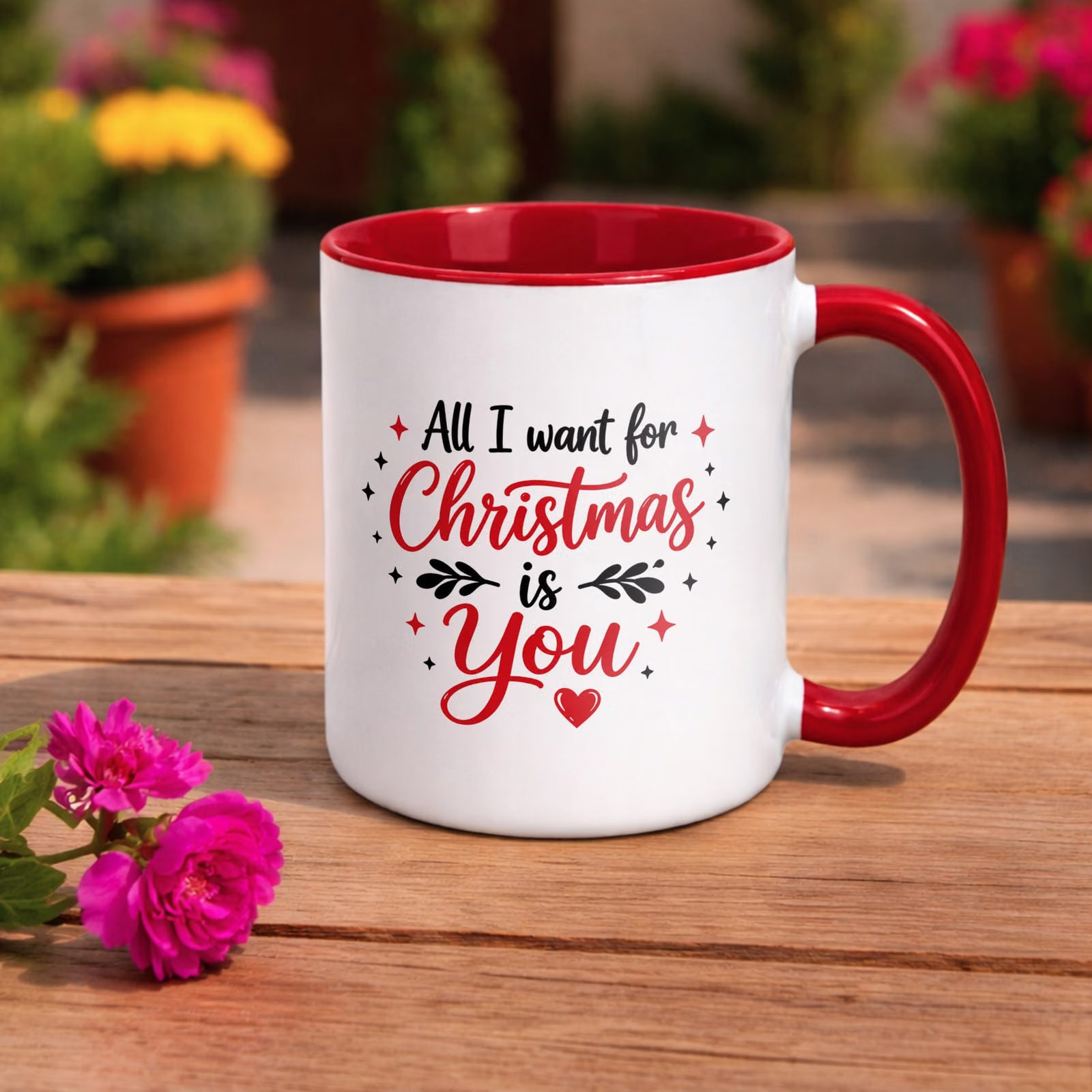 Kubek Czerwony z Nadrukiem Boże Narodzenie All I Want For Christmas Prezent