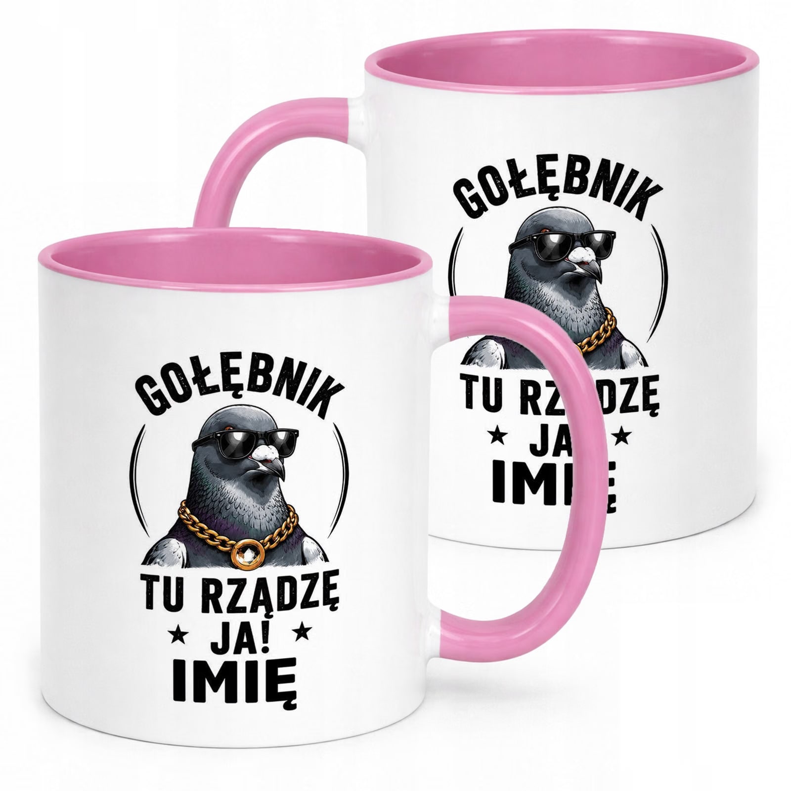 Różowy Kubek Personalizowany z nadrukiem Dla Gołębiarza Upominek Prezent