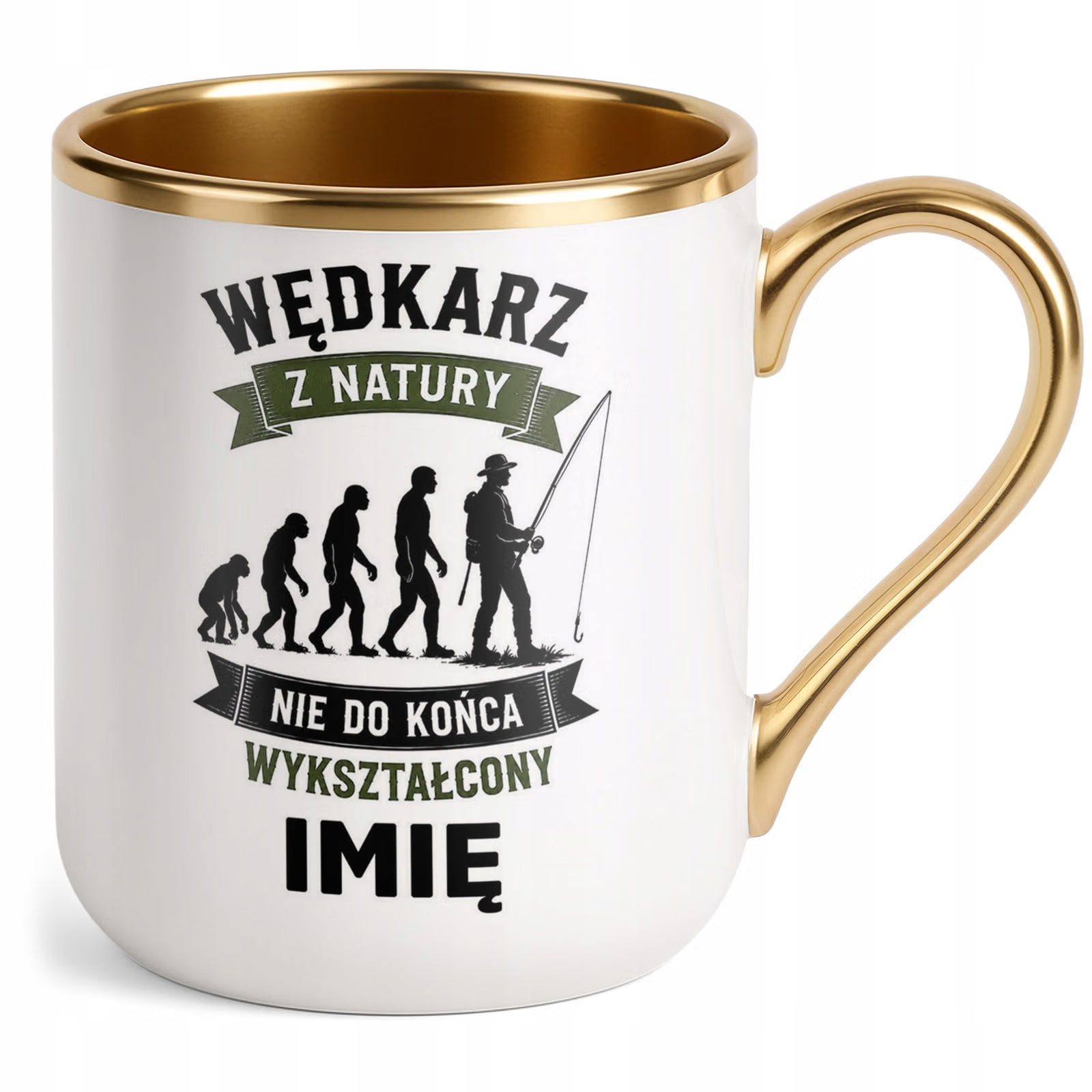 Kubek Personalizowany z nadrukiem Premium Złoty Dla Wędkarza Prezent