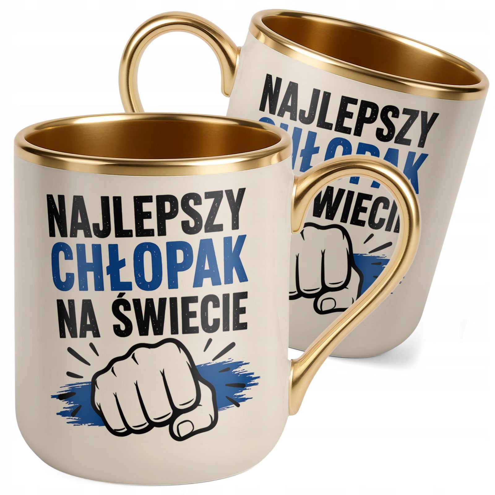 Kubek z nadrukiem Premium Złoty Ecru Dzień Chłopaka Mężczyzny Prezent