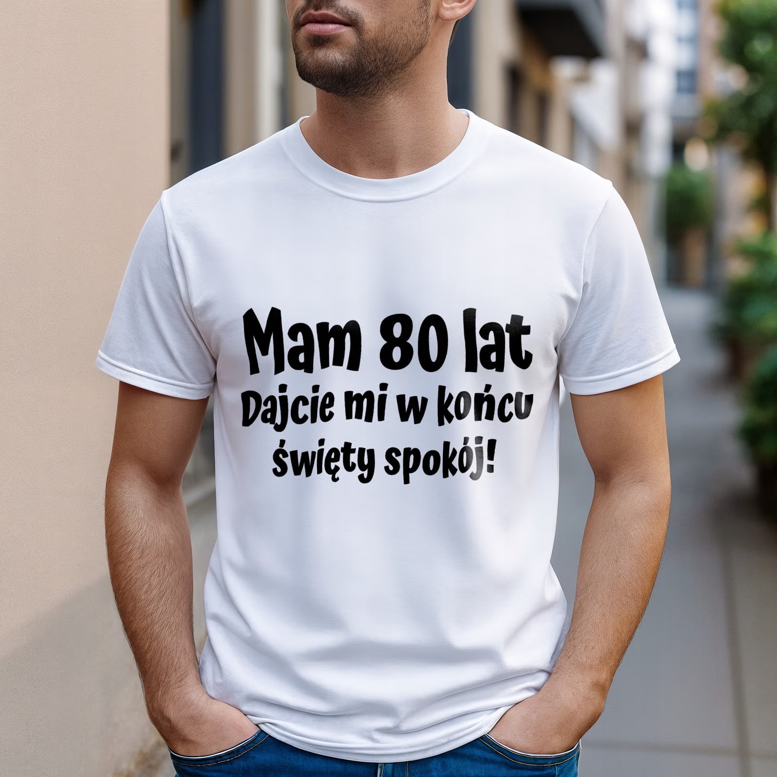Koszulka biała męska Mam 80 Urodziny Prezent Upominek