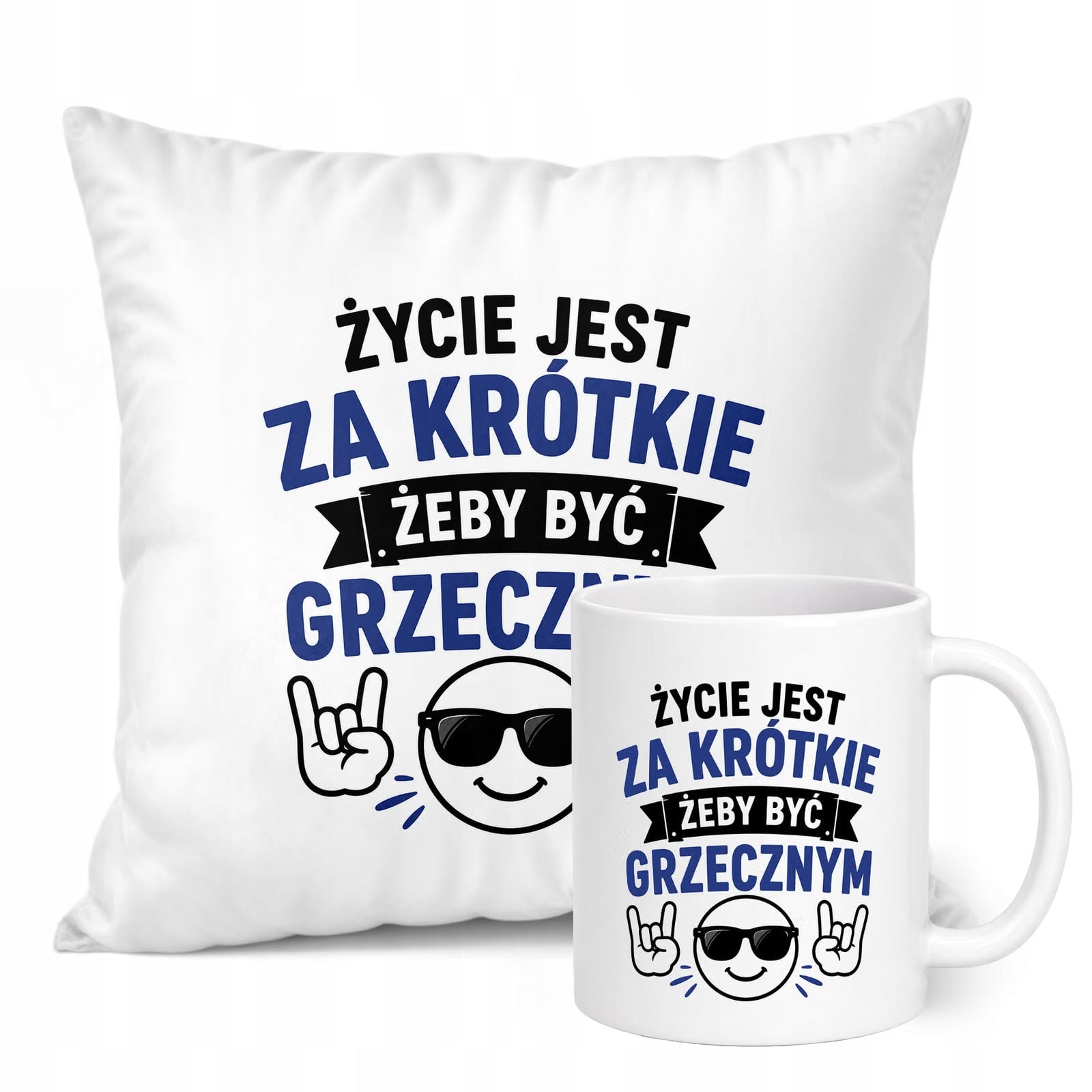 Zestaw Kubek Biały Poduszka Dzień Chłopaka Z Nadrukiem Prezent Upominek