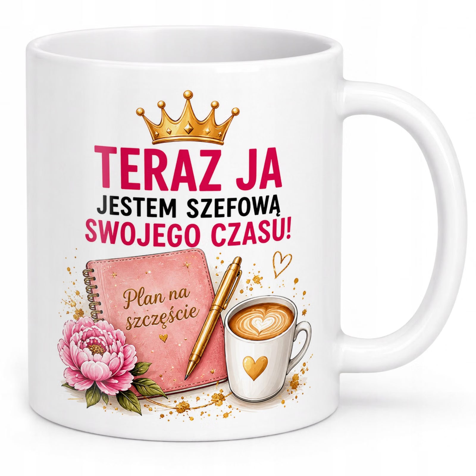 Biały Kubek z nadrukiem Emerytura Dla Emerytki Upominek Prezent