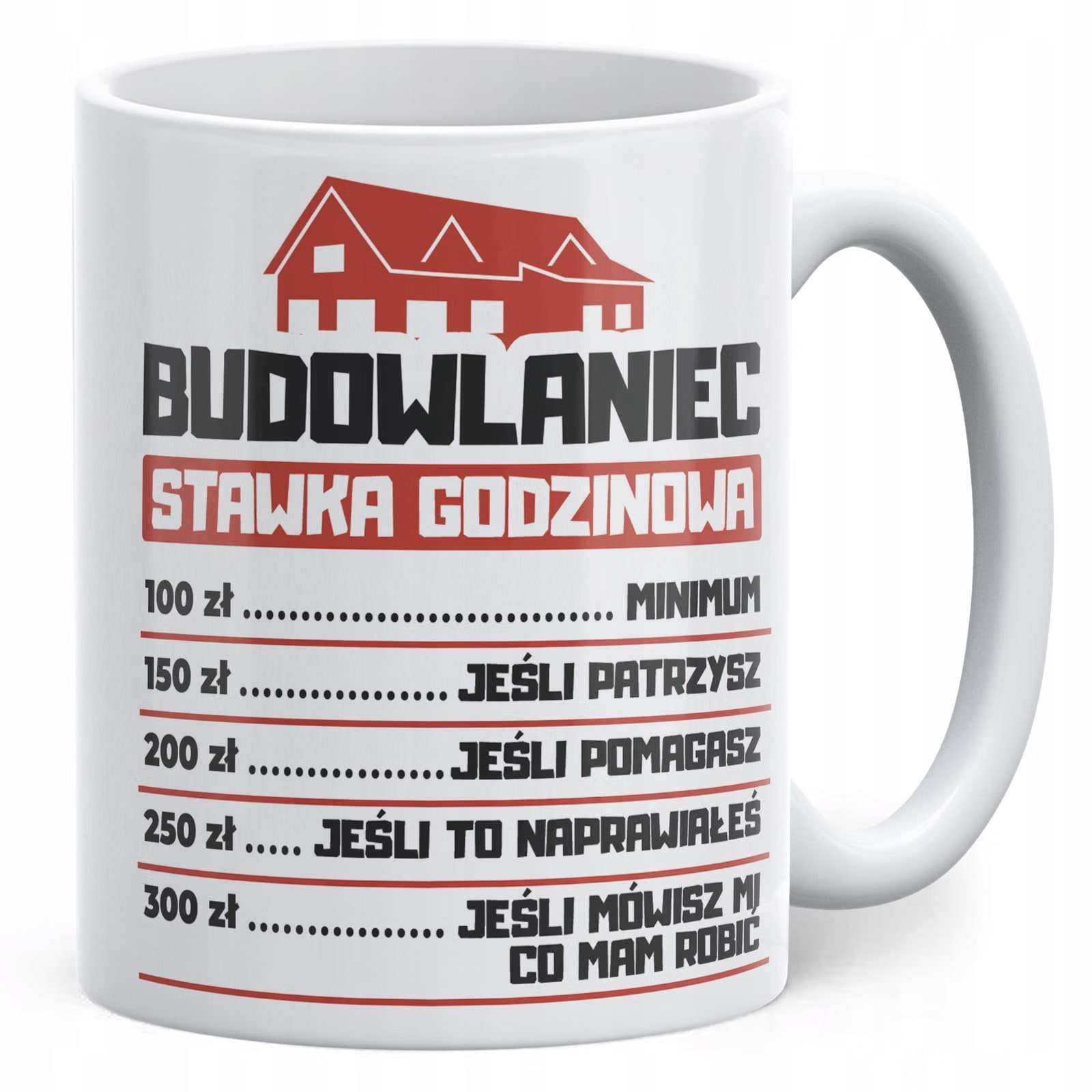 Kubek ceramiczny Budowlaniec Stawka Godzinowa Zabawny Prezent Upominek
