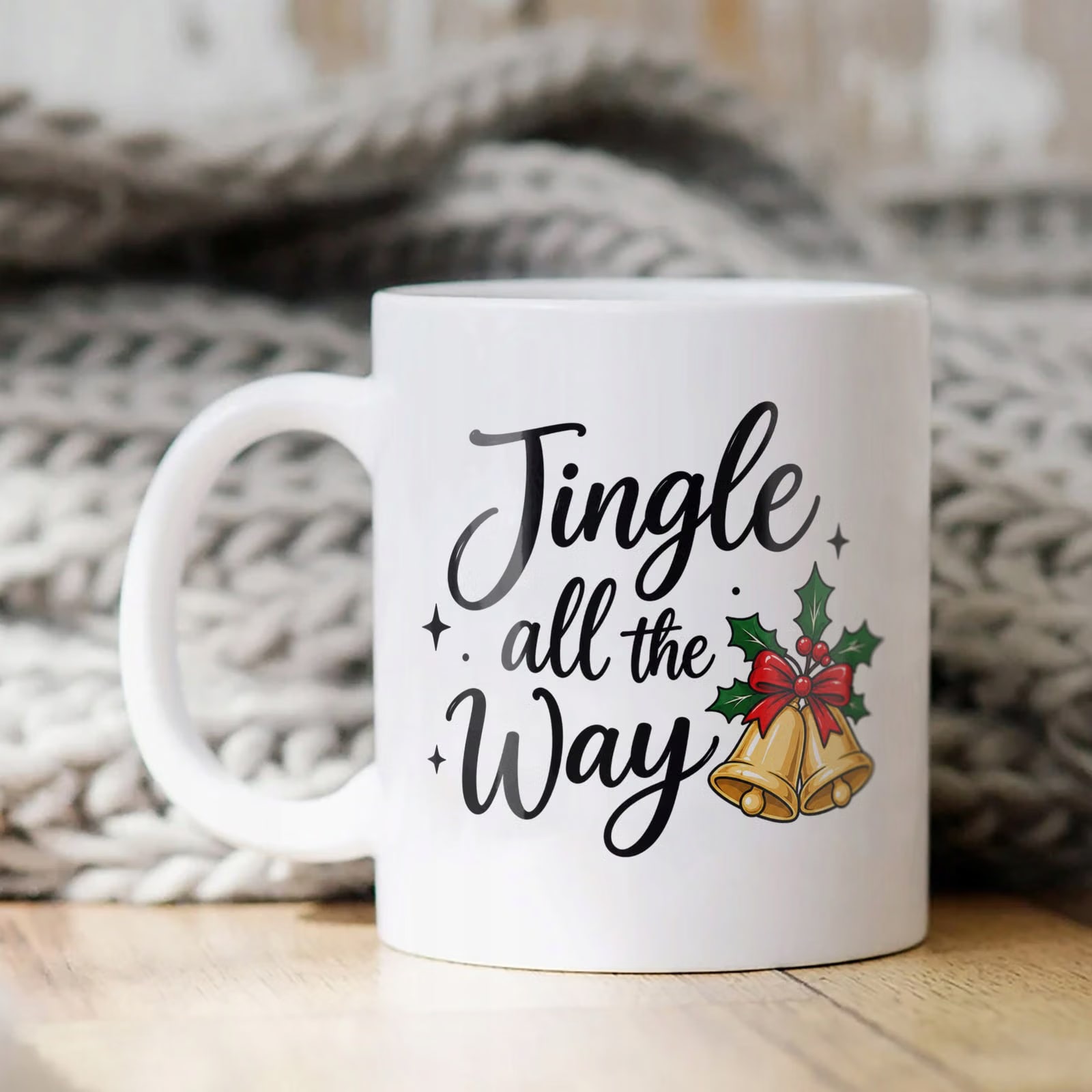 Kubek Biały z Nadrukiem Boże Narodzenie Święta Jingle All The Way Prezent