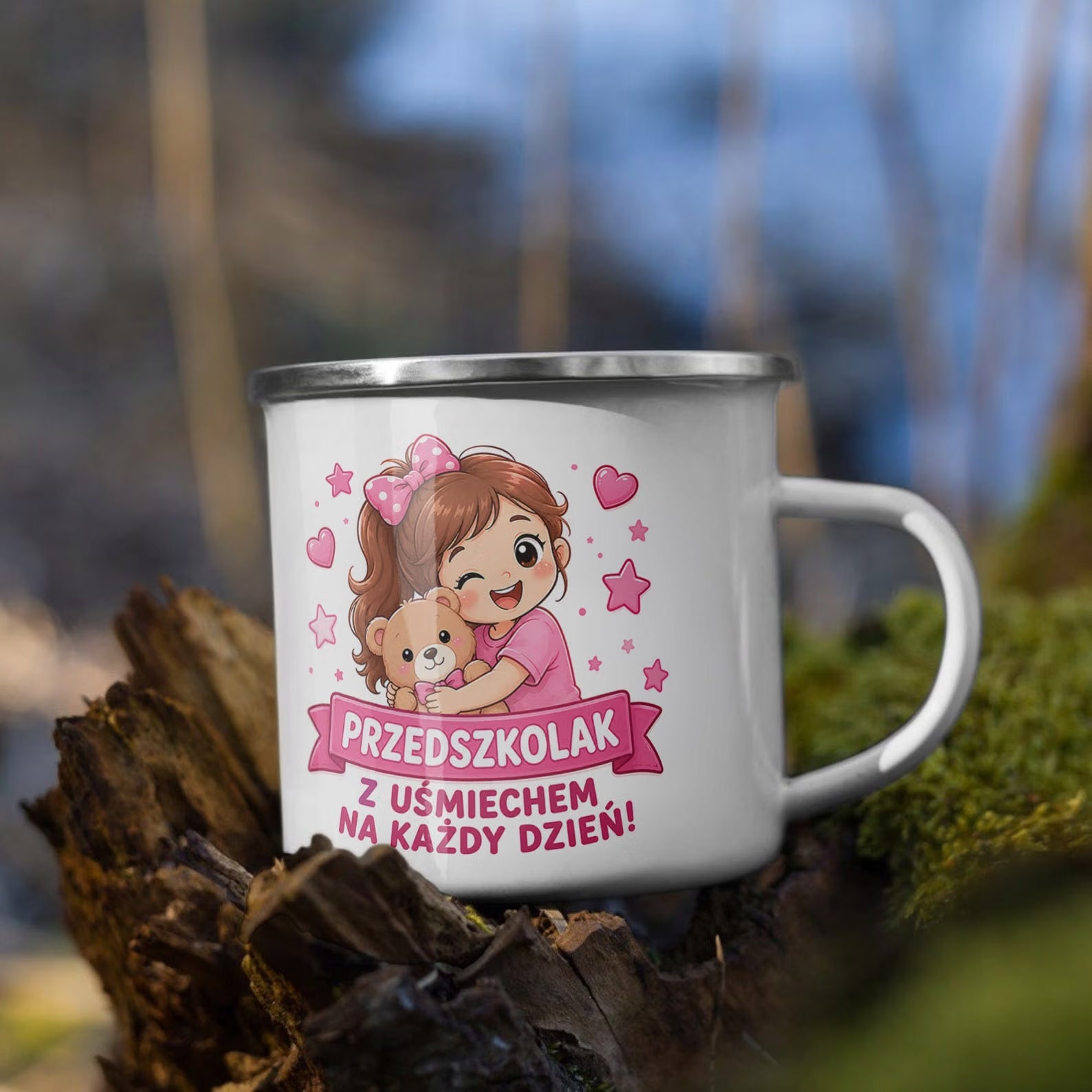 Zestaw Kubek Emaliowany Poduszka Z Nadrukiem Przedszkolak Szkoła Prezent