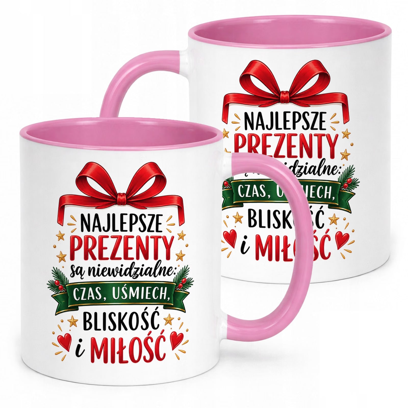 Kubek Różowy Boże Narodzenie Mikołajki Najlepsze Prezenty Prezent
