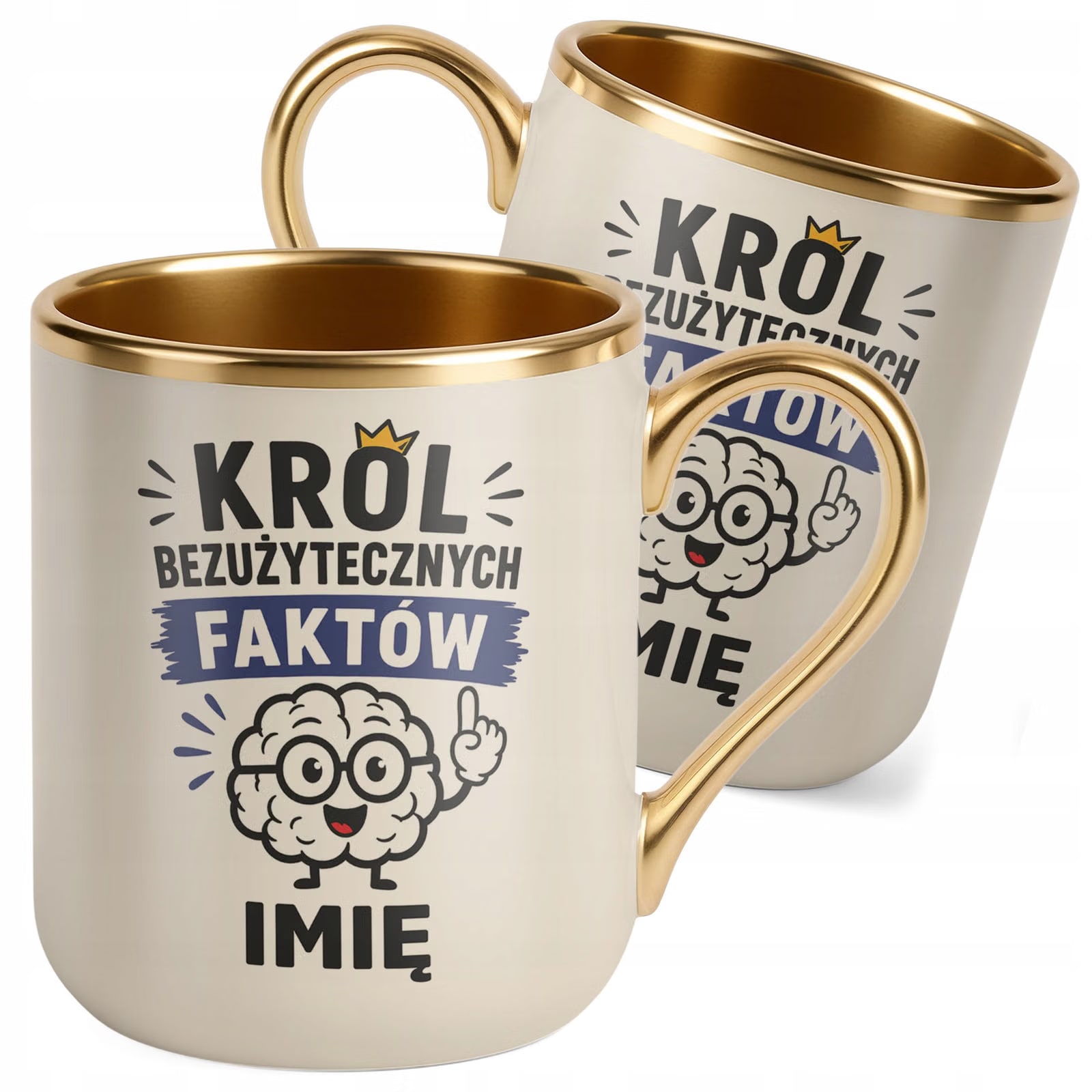 Kubek personalizowany z nadrukiem Premium Złoty Ecru Dzień Chłopaka