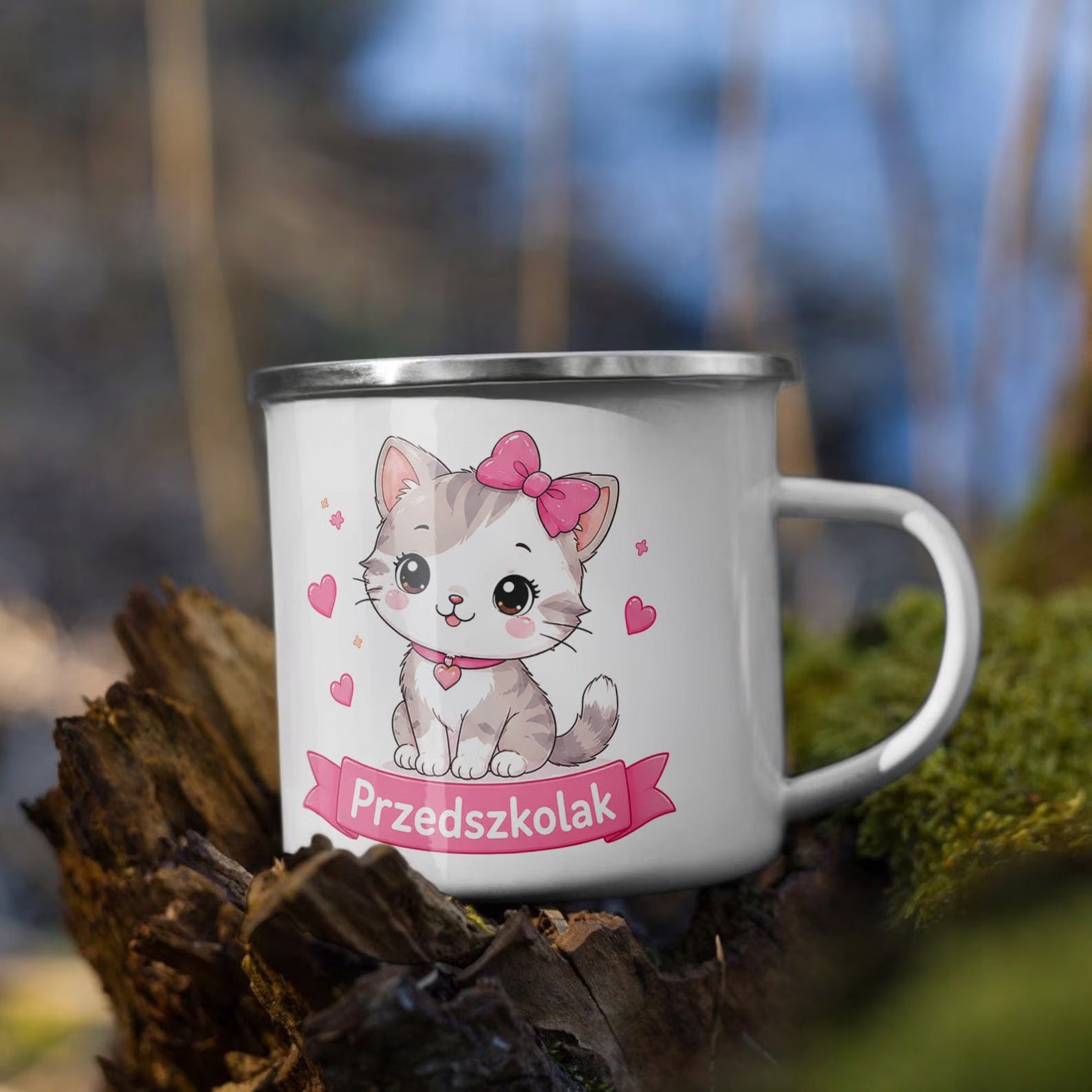 Zestaw Kubek Emaliowany Poduszka Z Nadrukiem Przedszkolak Szkoła Prezent