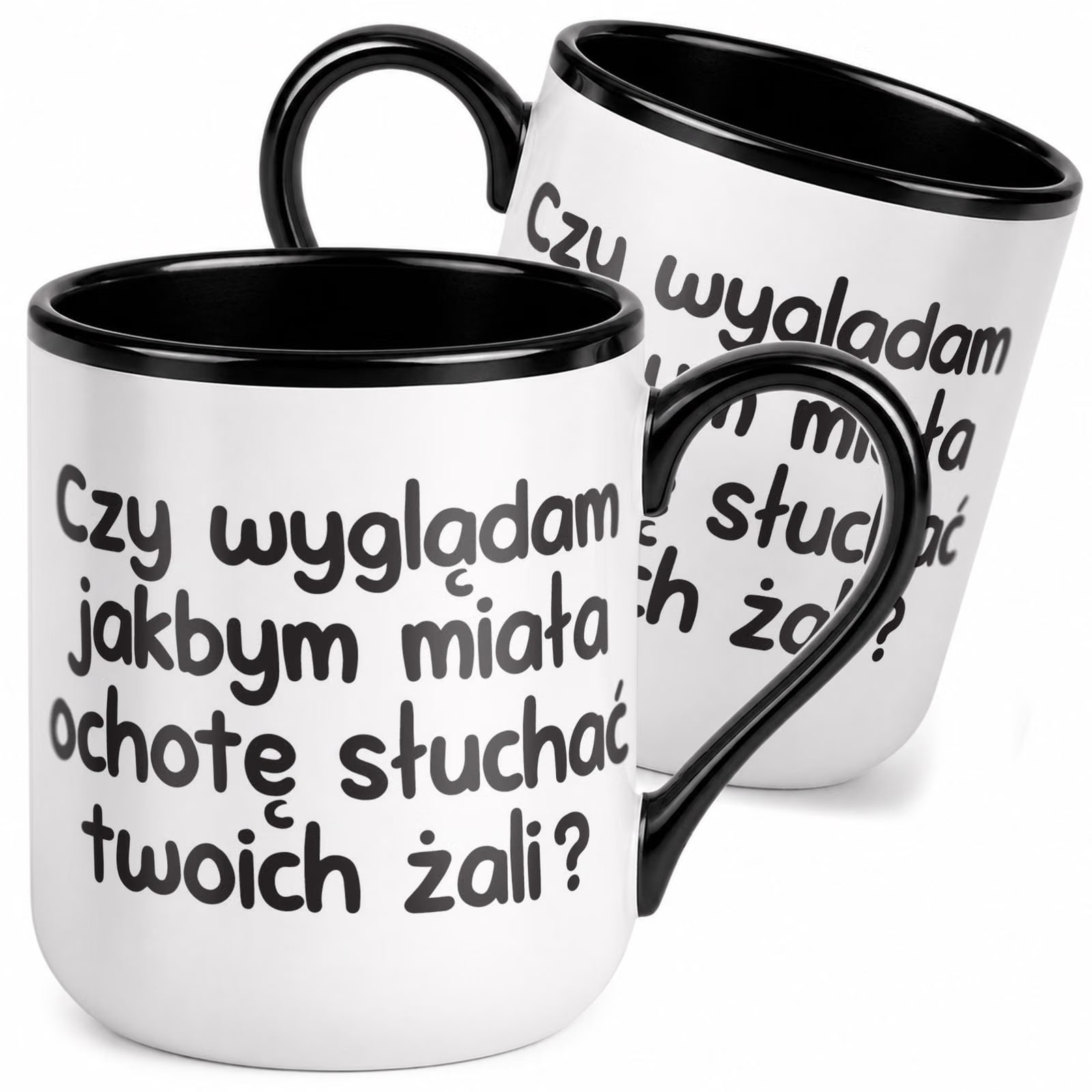 Kubek z nadrukiem Premium Czarny Czy Wyglądam Jakbym Upominek Prezent