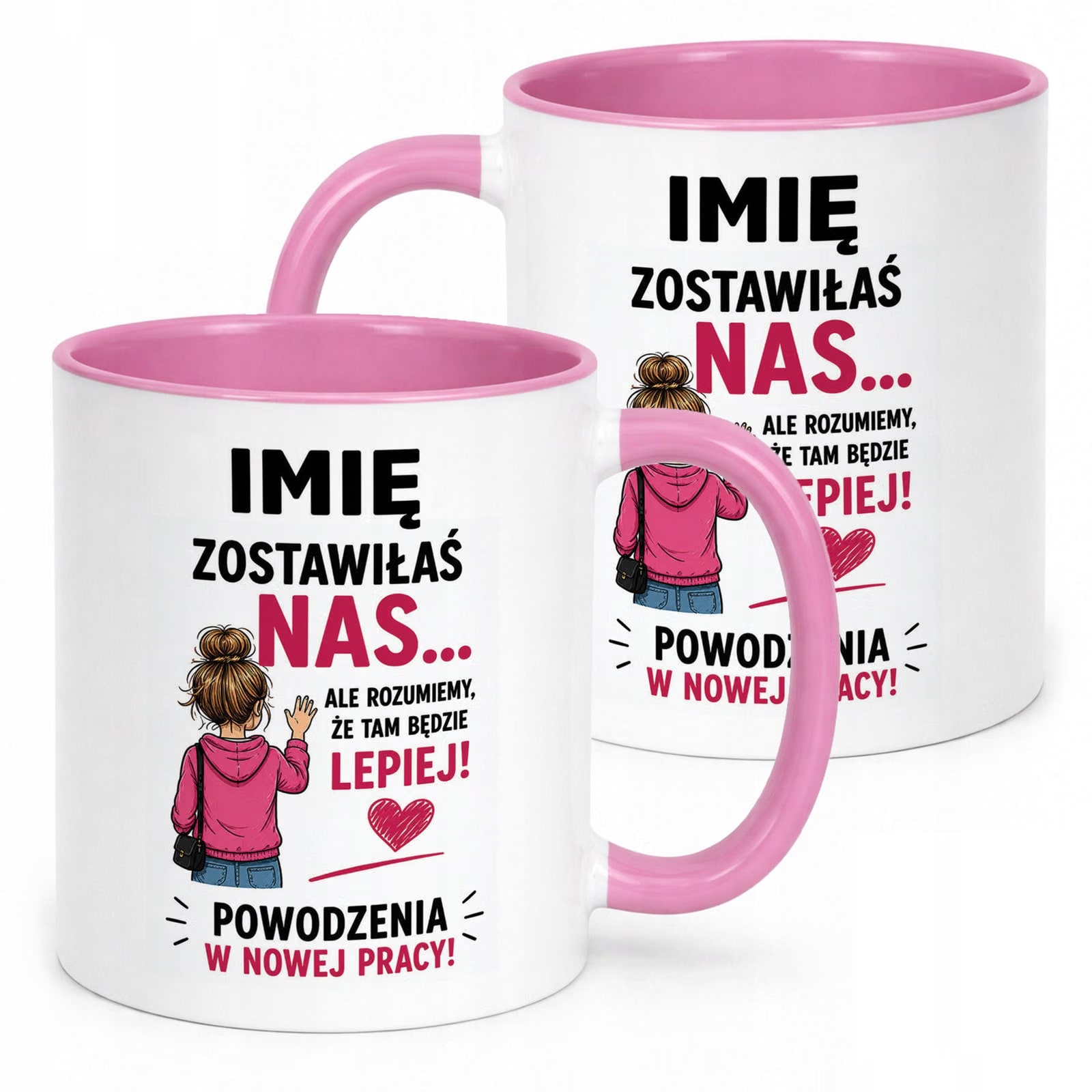 Kubek Różowy Personalizowany z Nadrukiem Pożegnanie Odejście z Pracy