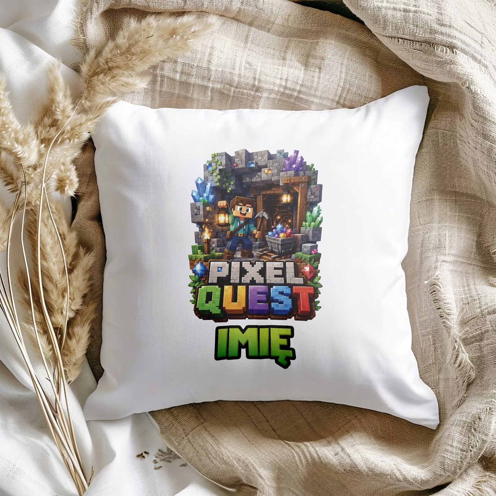 Poduszka Jasiek Personalizowana z nadrukiem 38x38cm PIXEL Gra Prezent
