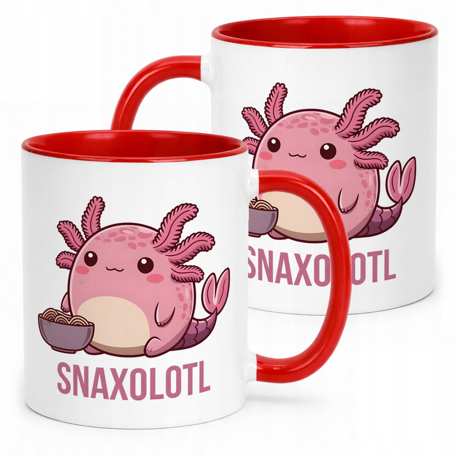 Czerwony kubek dla dzieci z grafiką Aksolotl Axolotl Mine craft Różowy